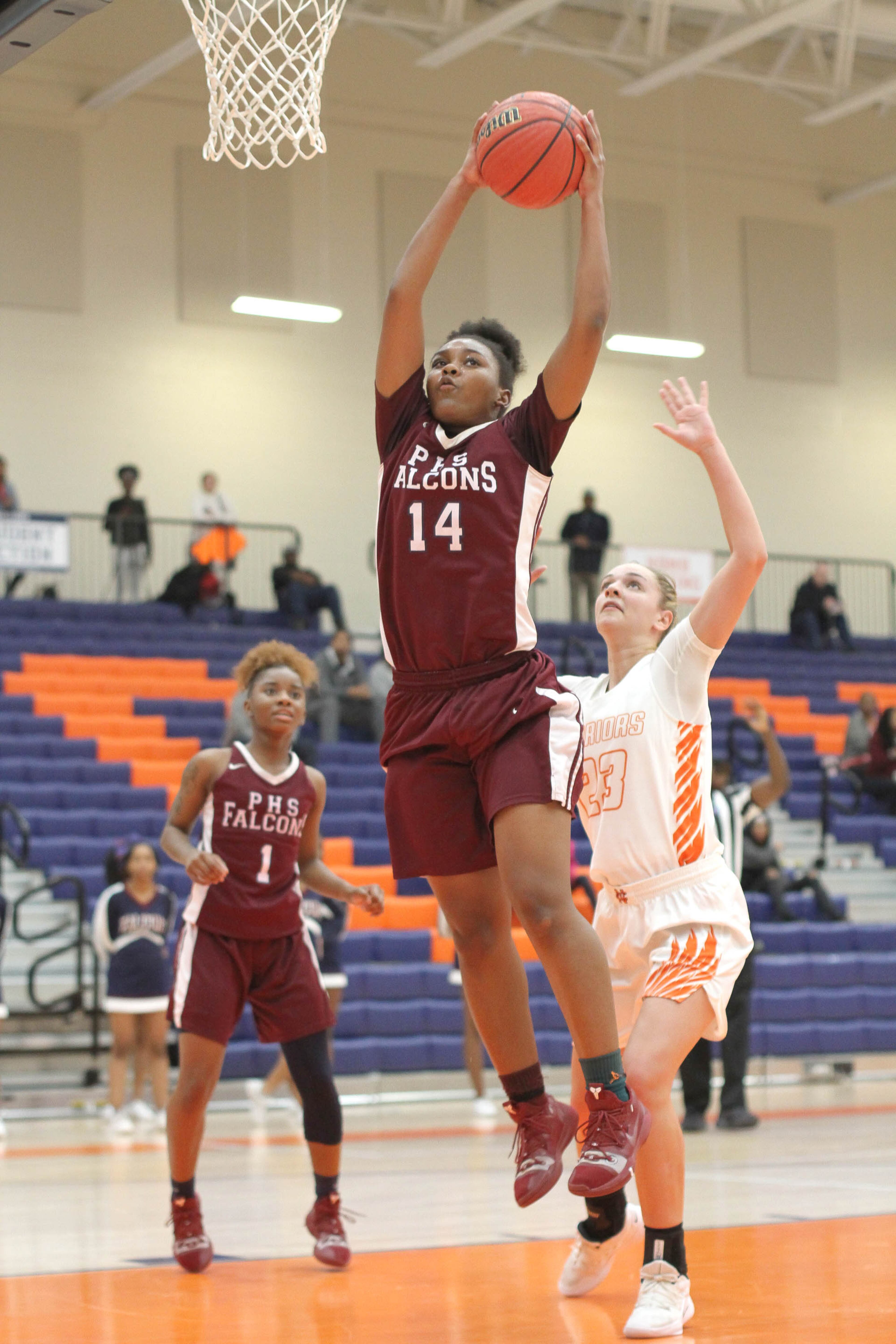 Pebblebrook High School player Milana Holmes goes up for a basket during the first round of the girls' high school basketball tournament at North Cobb High School in Kennesaw February 15, 2019. STEVE SCHAEFER / SPECIAL TO THE AJC