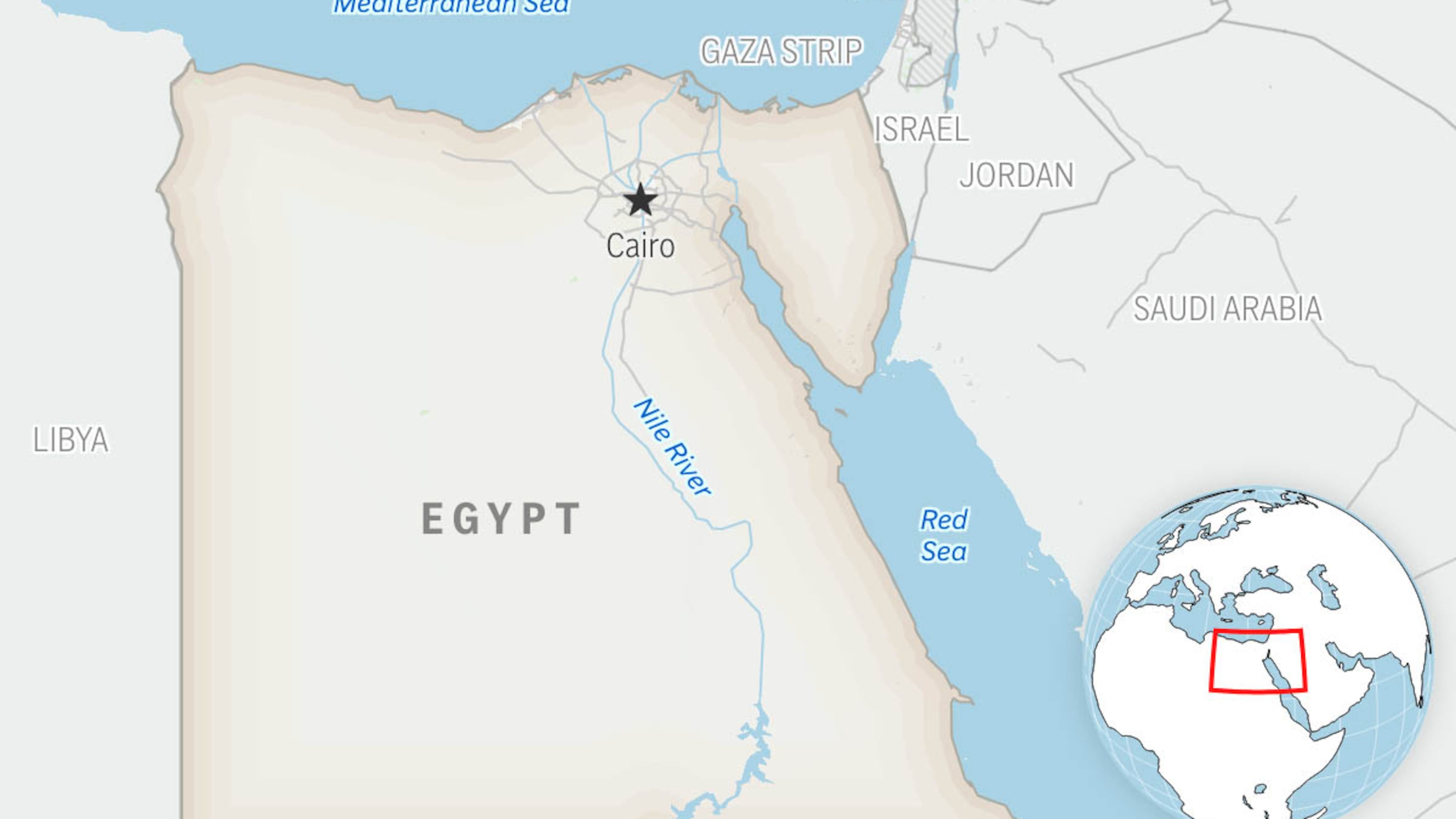 This is a locator map for Egypt with its capital, Cairo. (AP Photo)