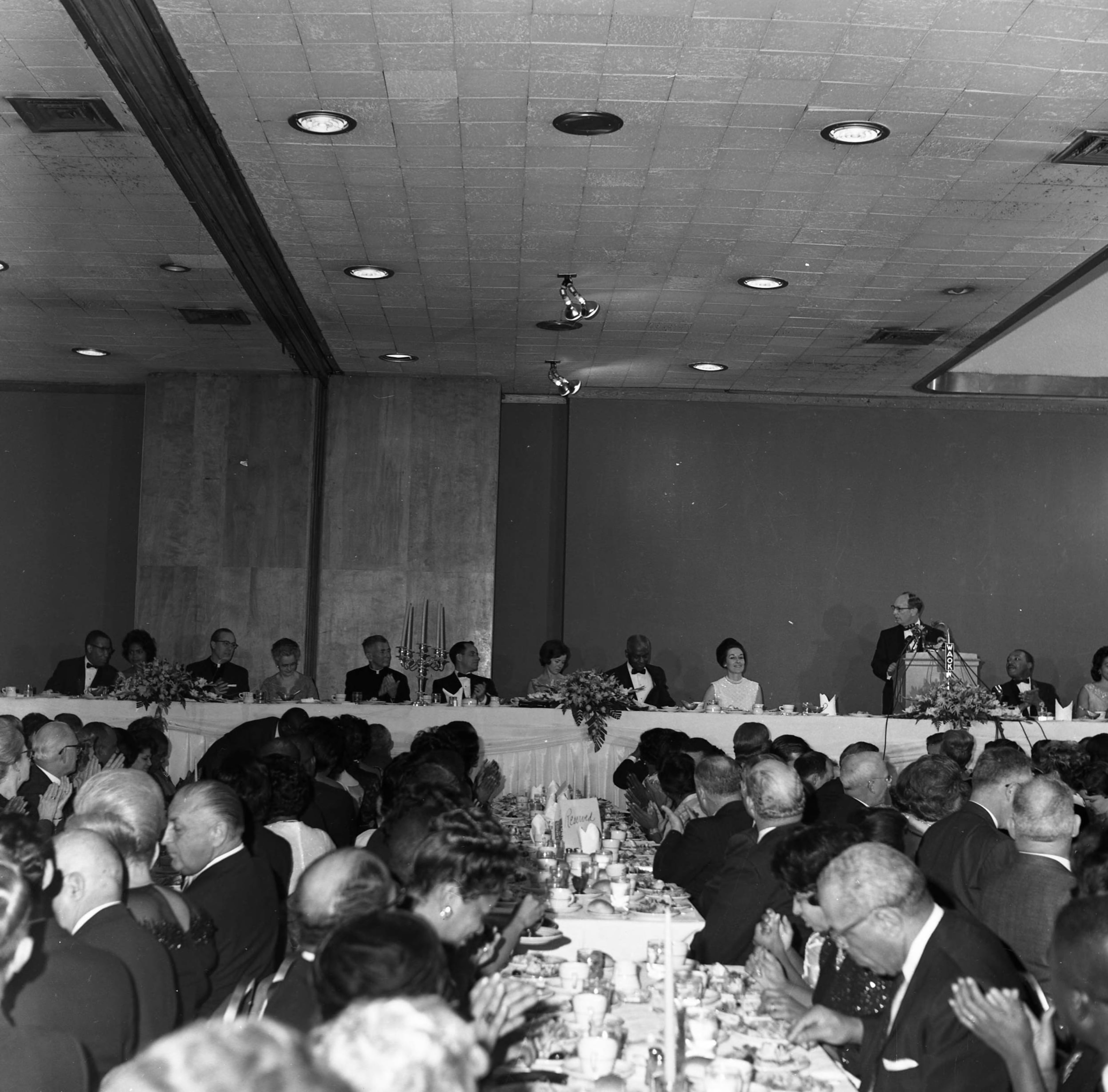 Martin Luther King, Jr.'s Nobel Peace Prize recognition dinner, National Conference of Christians and Jews, Dinkler Plaza Hotel, Atlanta, Georgia, January 27, 1965. LBSCB12-120pp, Lane Brothers Commercial Photographers Photographic Collection, 1920-1976. Special Collections and Archives, Georgia State University Library.