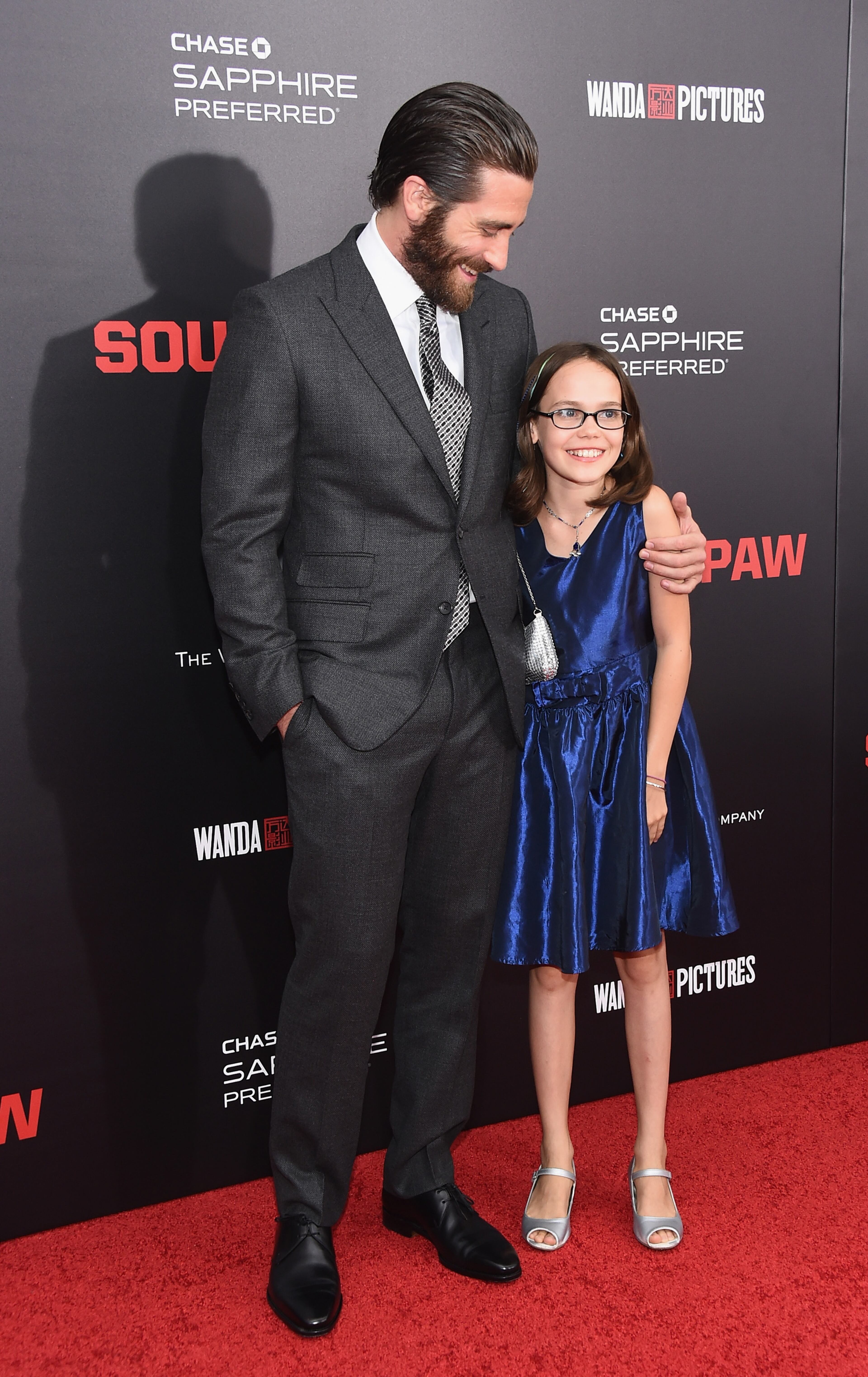 NEW YORK, NY - JULY 20: Actors Jake Gyllenhaal and Oona Laurence attend the New York premiere of 'Southpaw' for THE WRAP at AMC Loews Lincoln Square on July 20, 2015 in New York City. (Photo by Michael Loccisano/Getty Images)