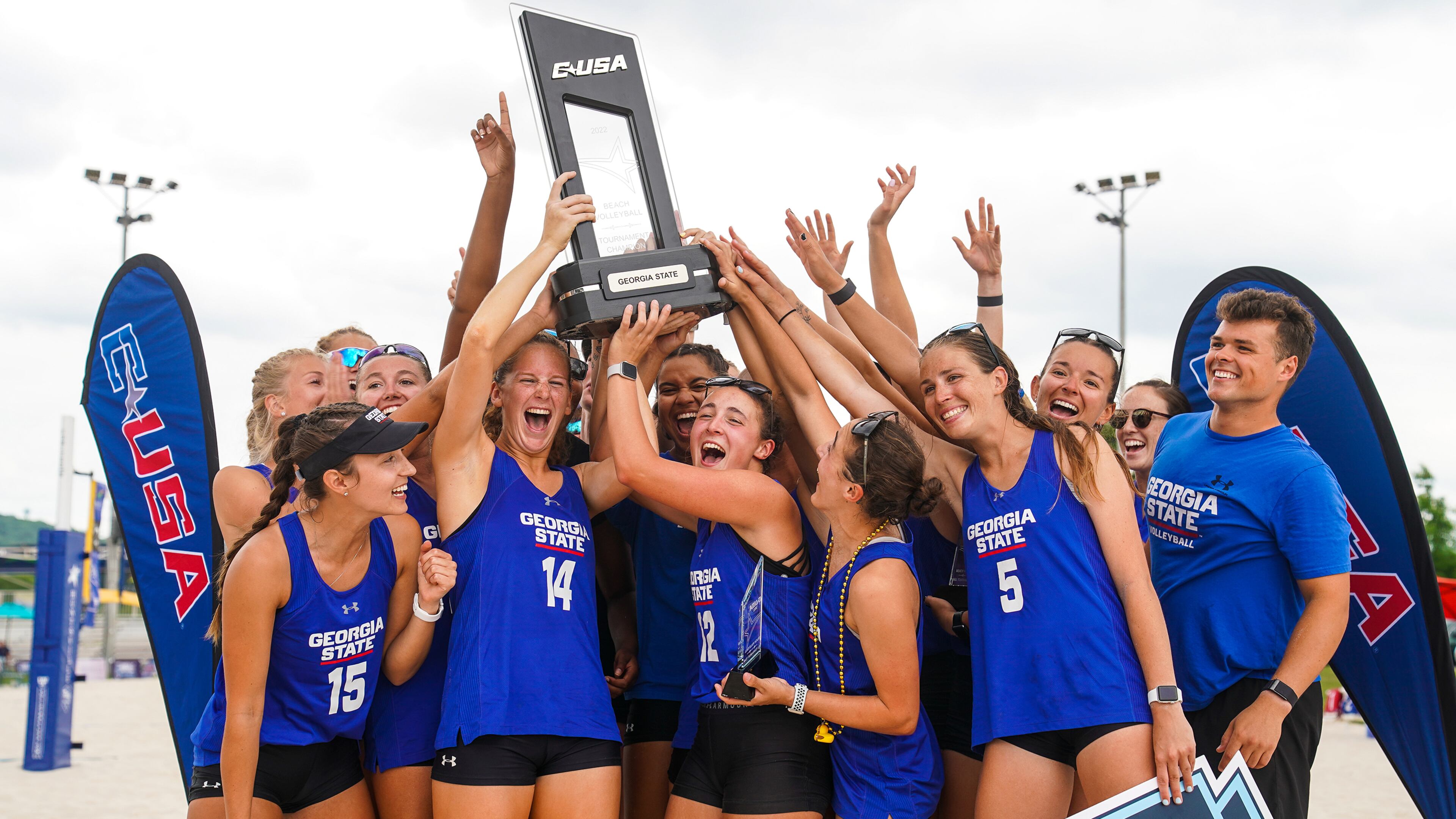 Georgia State won the 2022 Conference USA beach volleyball title and earned a spot in the NCAA Tournament. (Daniel Wilson photo.)
