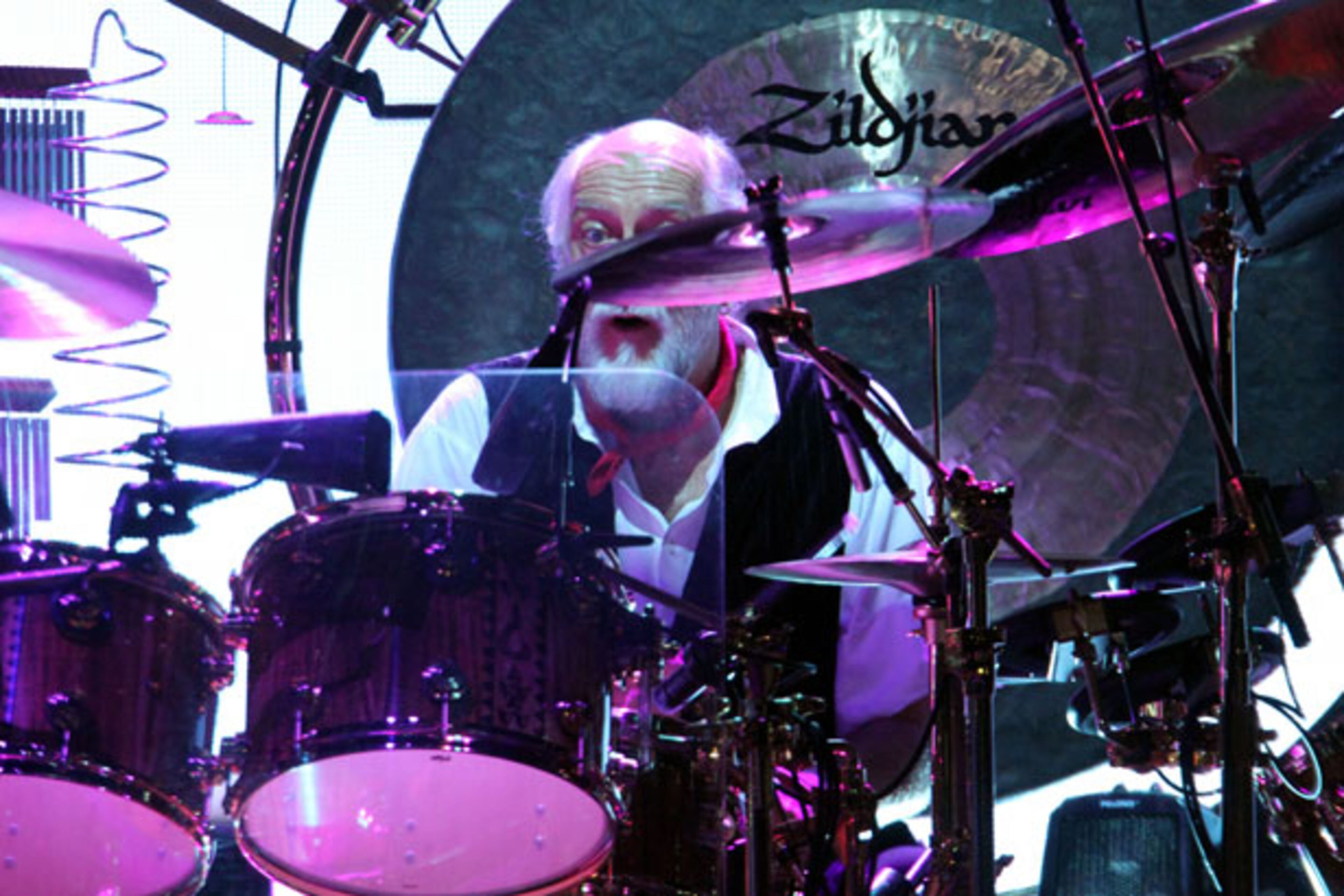 Drummer Mick Fleetwood performs during Fleetwood Mac's On With the Show tour stop at a sold-out Philips Arena in Atlanta Wednesday, Dec. 17, 2014. The tour marks the first time in 16 years that Stevie Nicks, Mick Fleetwood, Lindsey Buckingham and John McVie have toured with Christine McVie. Robb D. Cohen/RobbsPhotos.com