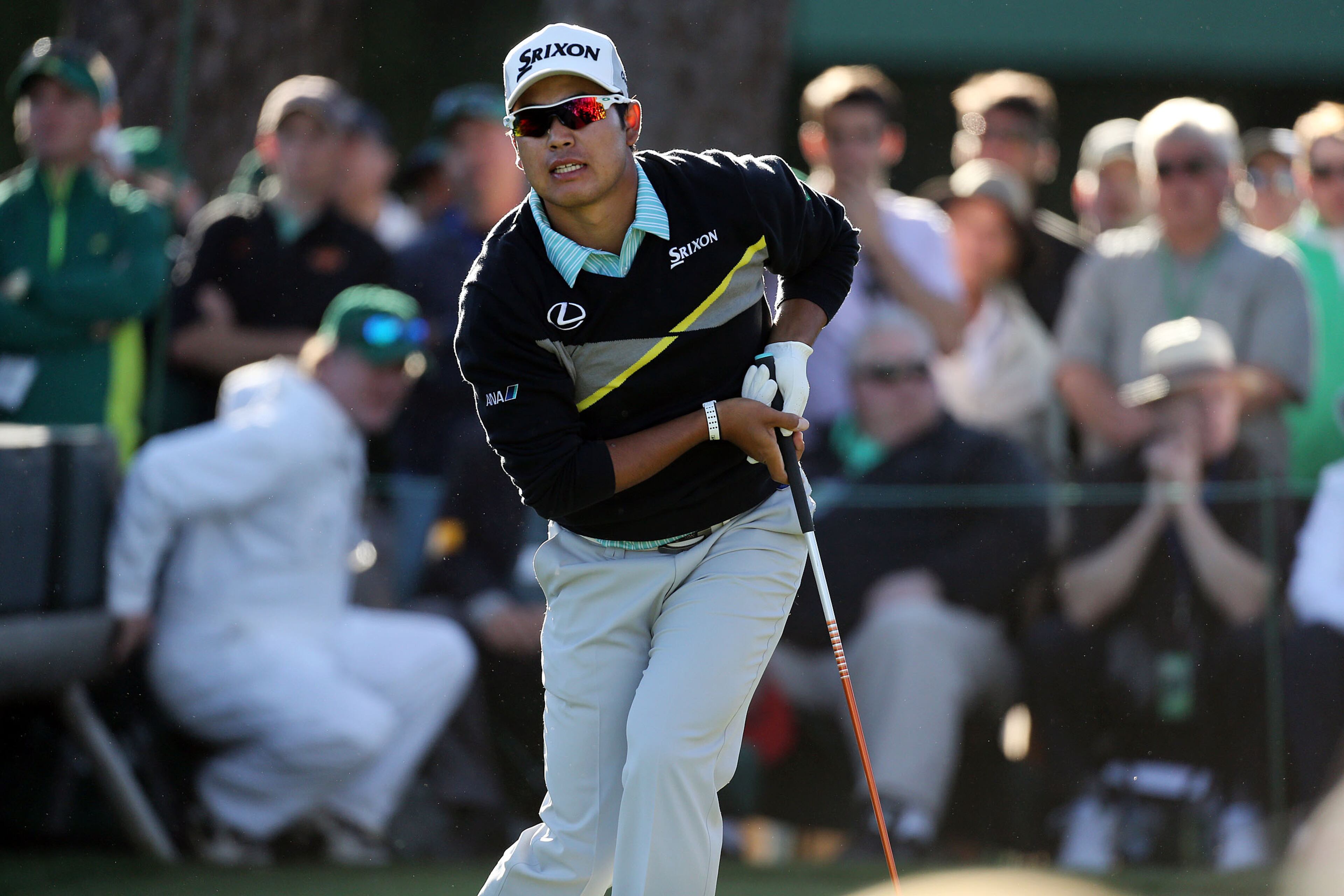 April 9, 2016 AUGUSTA Hideki Matsuyama reacts to his shot from the 17th tee during the third round of the 80th Masters at the Augusta National Golf Club, Saturday, April 9, 2016. Curtis Compton/ccompton@ajc.com