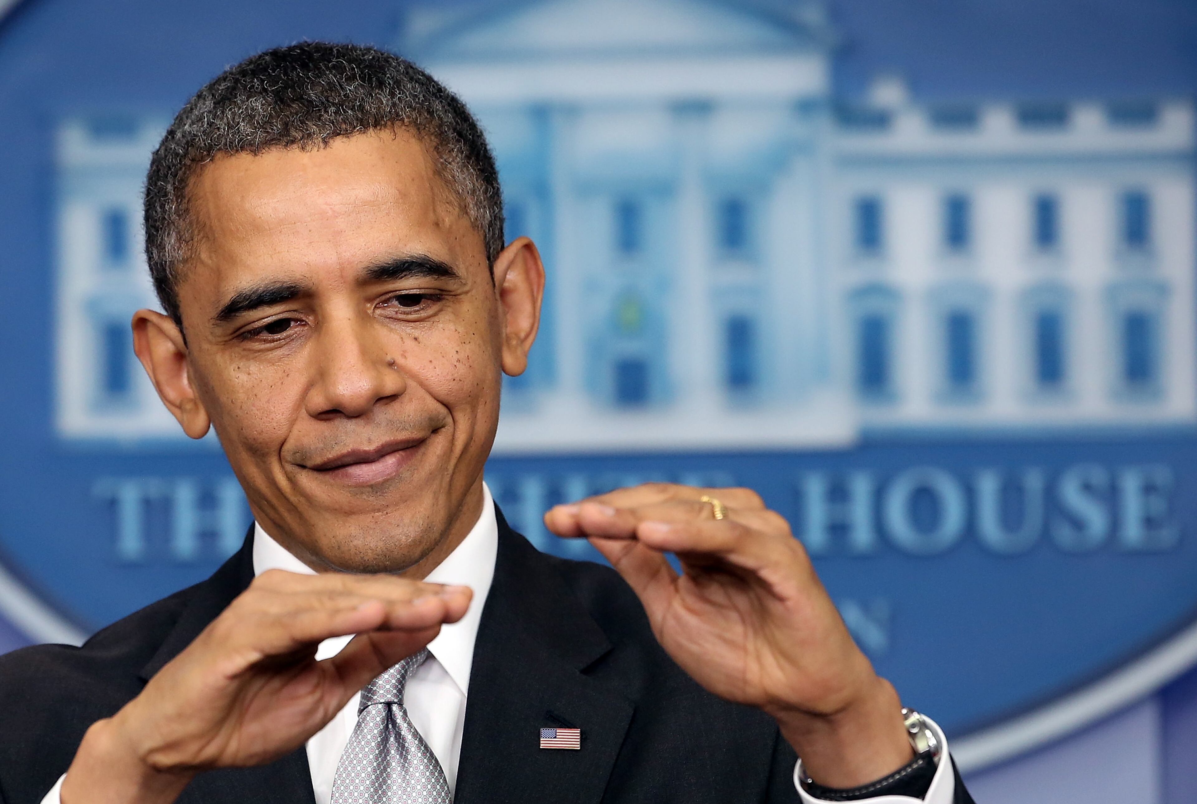 U.S. President Barack Obama speaks on ongoing "fiscal cliff" negotiations with Republican members of Congress following an announcement on gun reform in the Brady Press Briefing Room of the White House December 19, 2012 in Washington, DC. President Obama announced that he is making an administration-wide effort to solve gun violence and has tapped Vice President Biden to lead the effort in the wake of the Sandy Hook Elementary School shooting in Newtown, Connecticut. (Photo by Win McNamee/Getty Images)