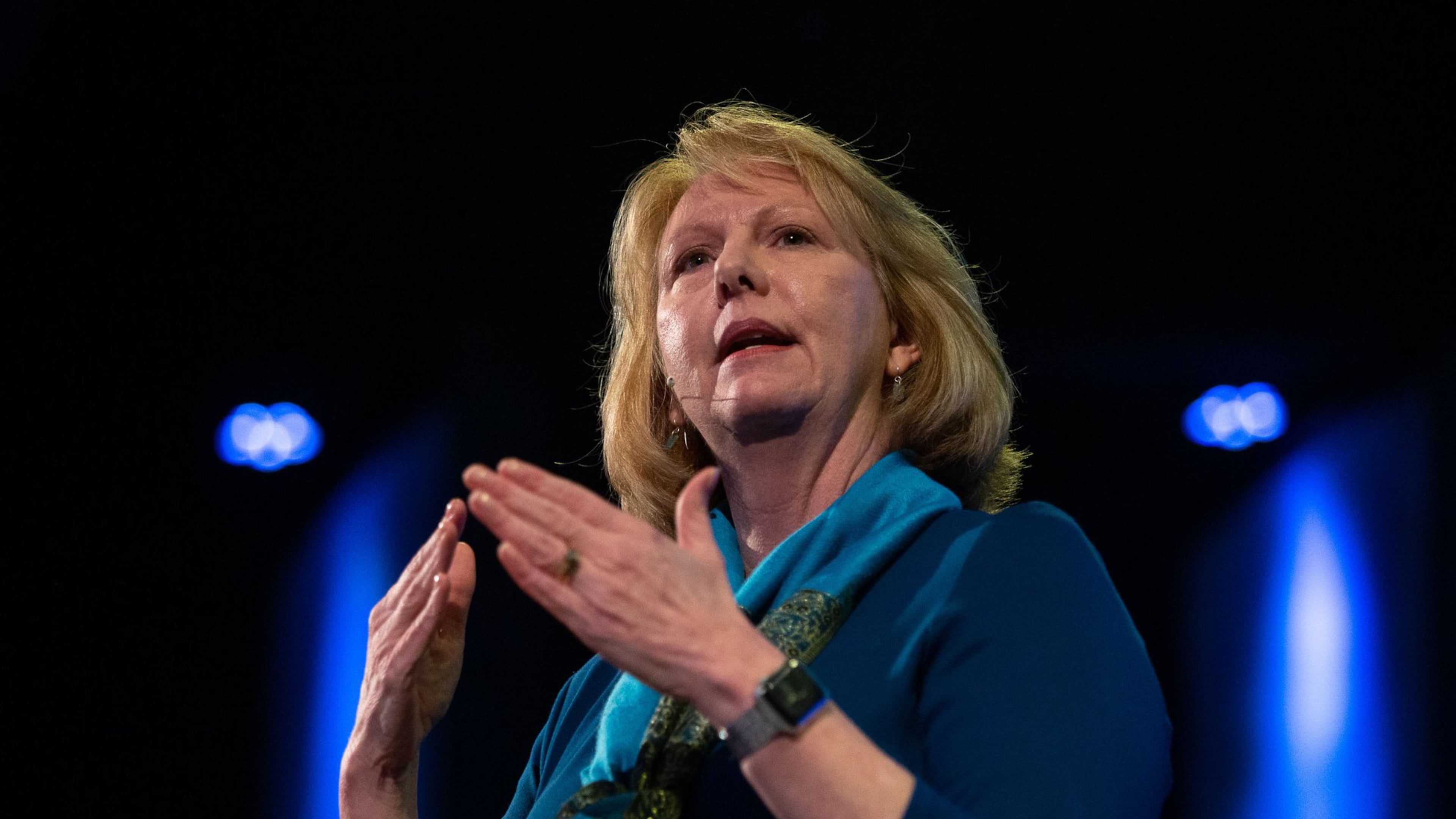 Bishop Sue Haupert-Johnson talks with members of the United Methodist Church during a town hall meeting at the Hillside United Methodist Church in Woodstock Sunday, March 1, 2020. (Photo: STEVE SCHAEFER / SPECIAL TO THE AJC)