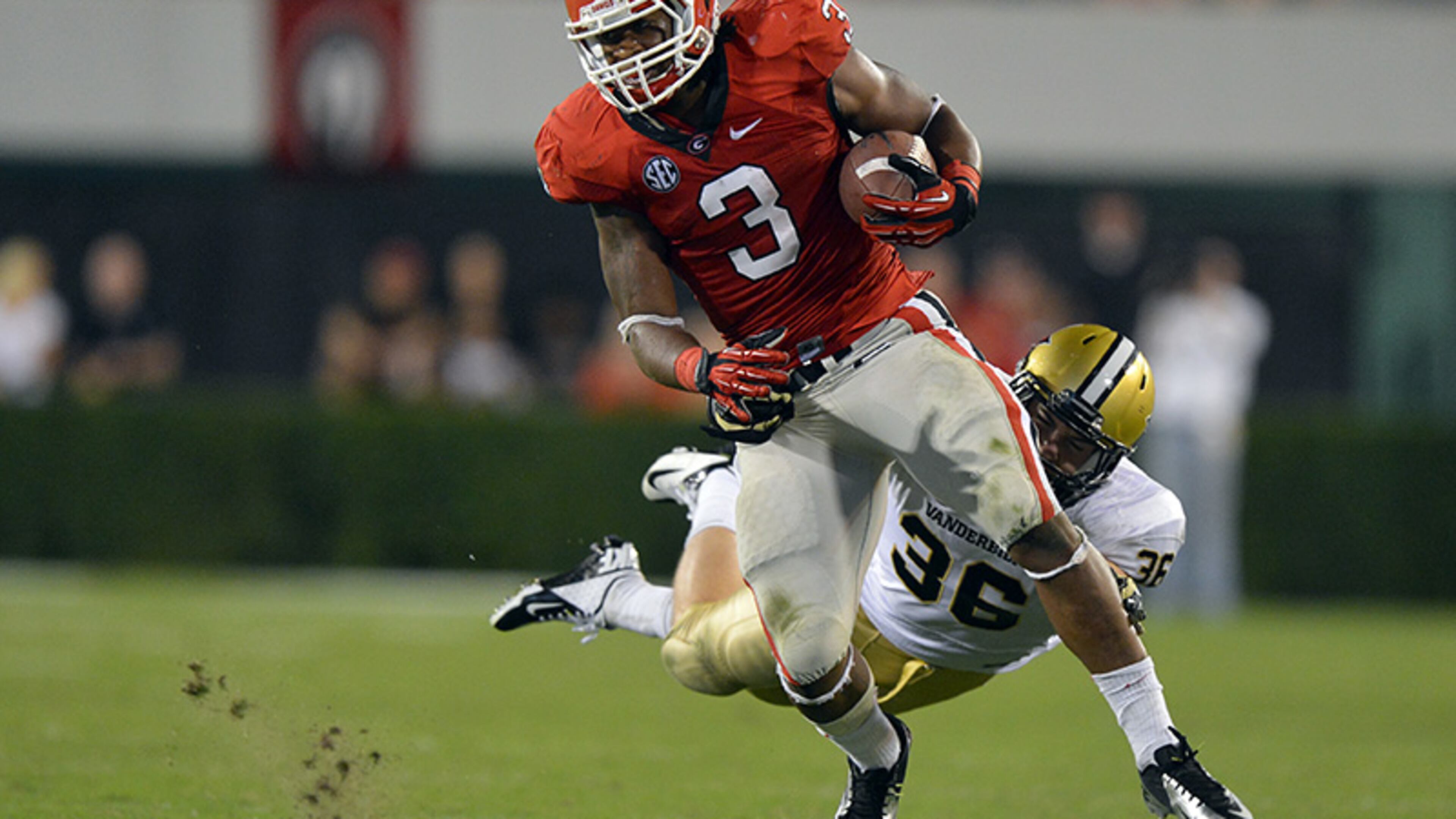 Georgia running back Todd Gurley appeared in 14 games last season, making 12 starts, rushing for 1,385 yards - which ranks sixth in school history.
