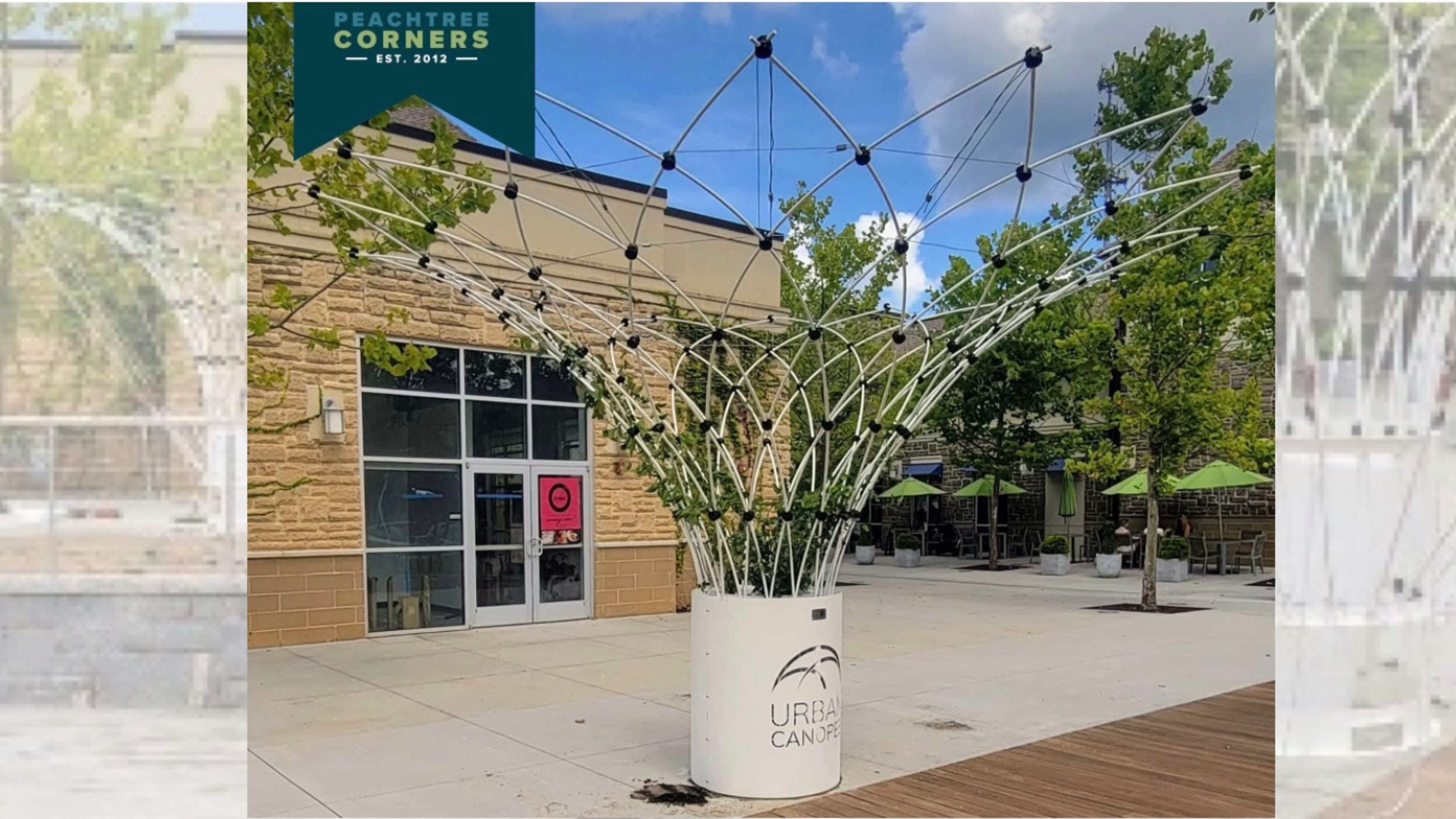 Peachtree Corners is now home to a modular, vegetation-covered formation or corolle (which means petal of a flower), the creation of French technology company Urban Canopee. COURTESY CITY OF PEACHTREE CORNERS