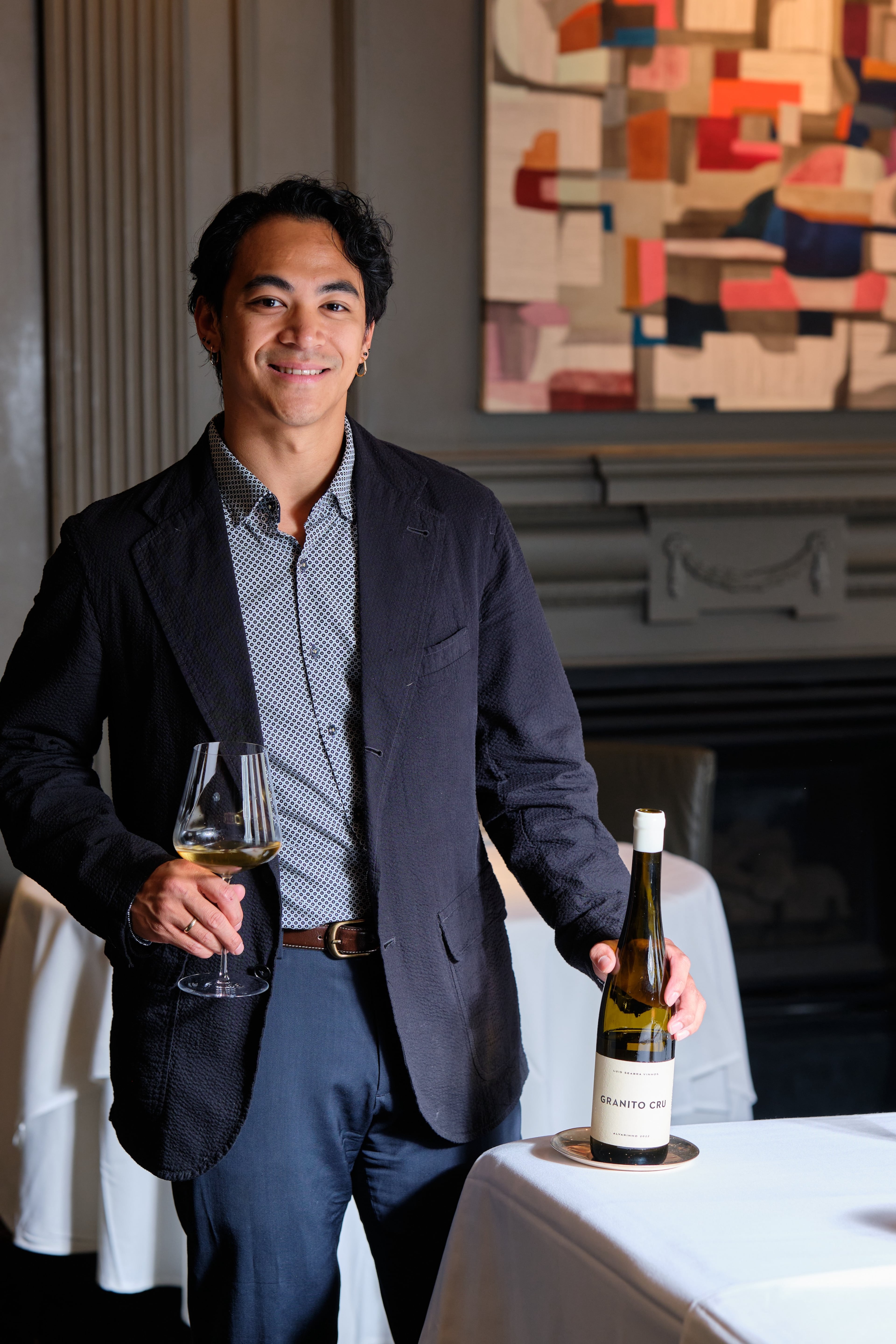 Aria sommelier Remy Loet goes for a high-low pairing when choosing a wine to match lemon pepper wet wings. (Courtesy of Brandon Amato)