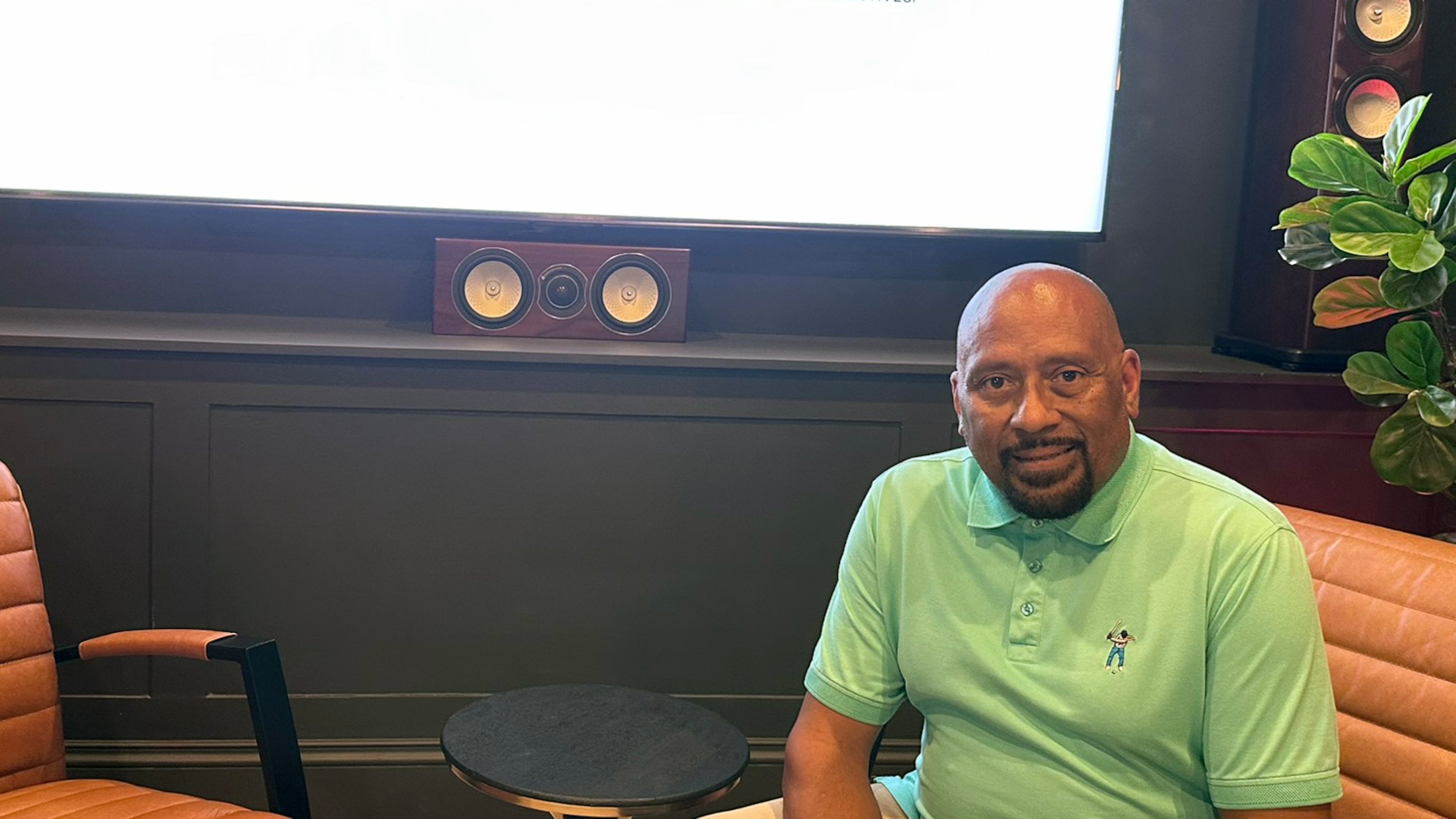 Frank Ski records his weekly podcast "Frankly Speaking" from the studio in his Atlanta home, Sept. 8, 2026. (Rodney Ho?AJC)