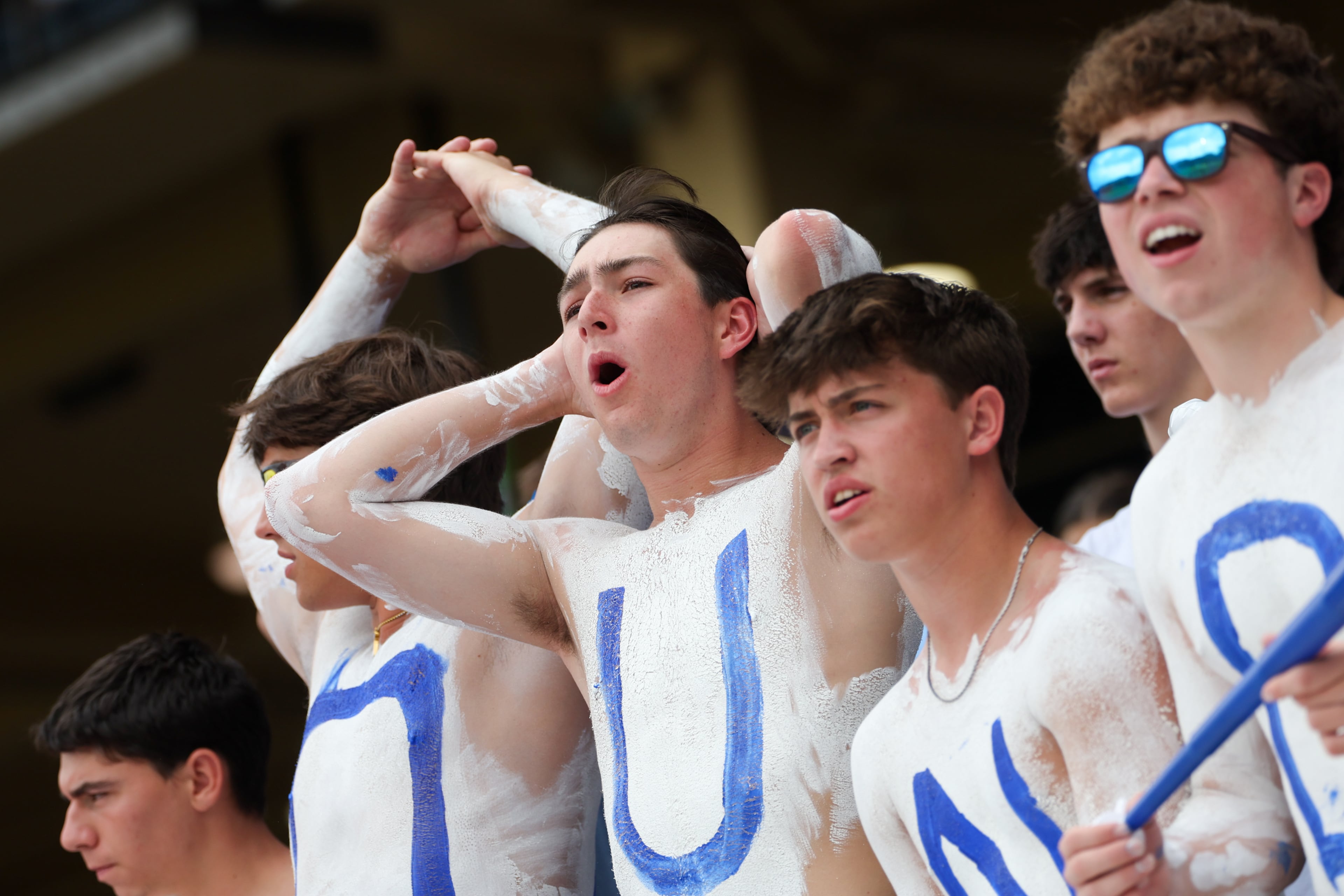 Pope supporters react after an umpire’s call during the fourth inning in Game 2 of their GHSA Class 5A baseball championship series against Loganville at Gwinnett Field on Tuesday, May 26, 2026, in Lawrenceville. (Arvin Temkar/AJC)
