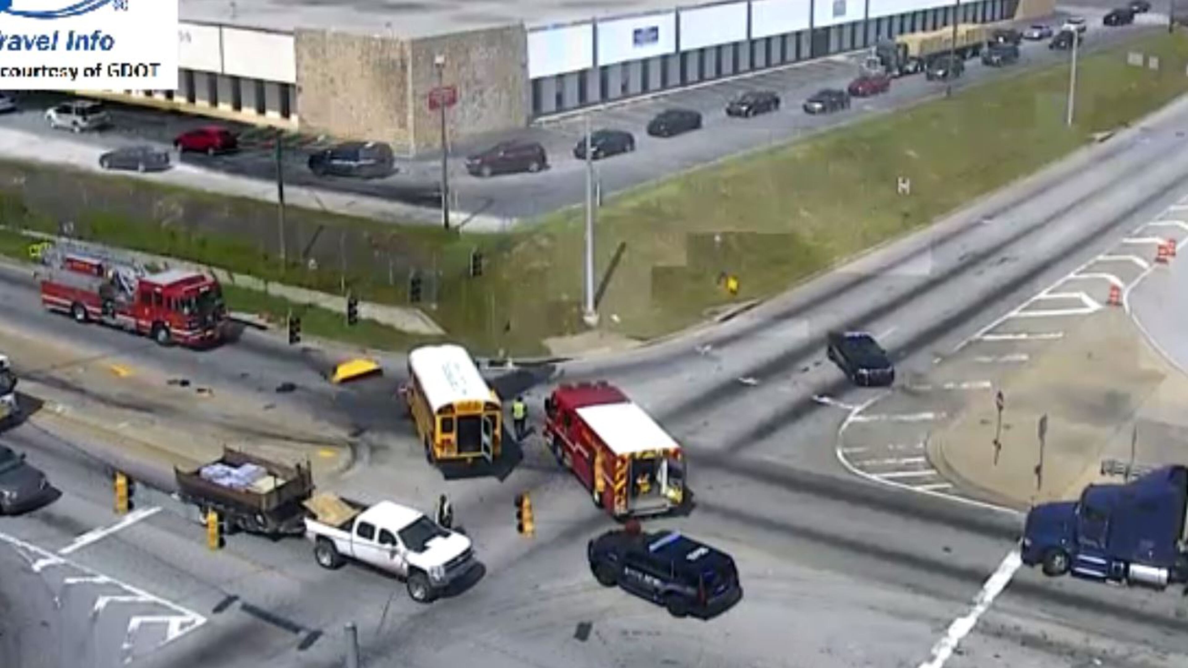 A school bus was involved in a crash in DeKalb County on Tuesday afternoon. Two school district employees were taken to a hospital.