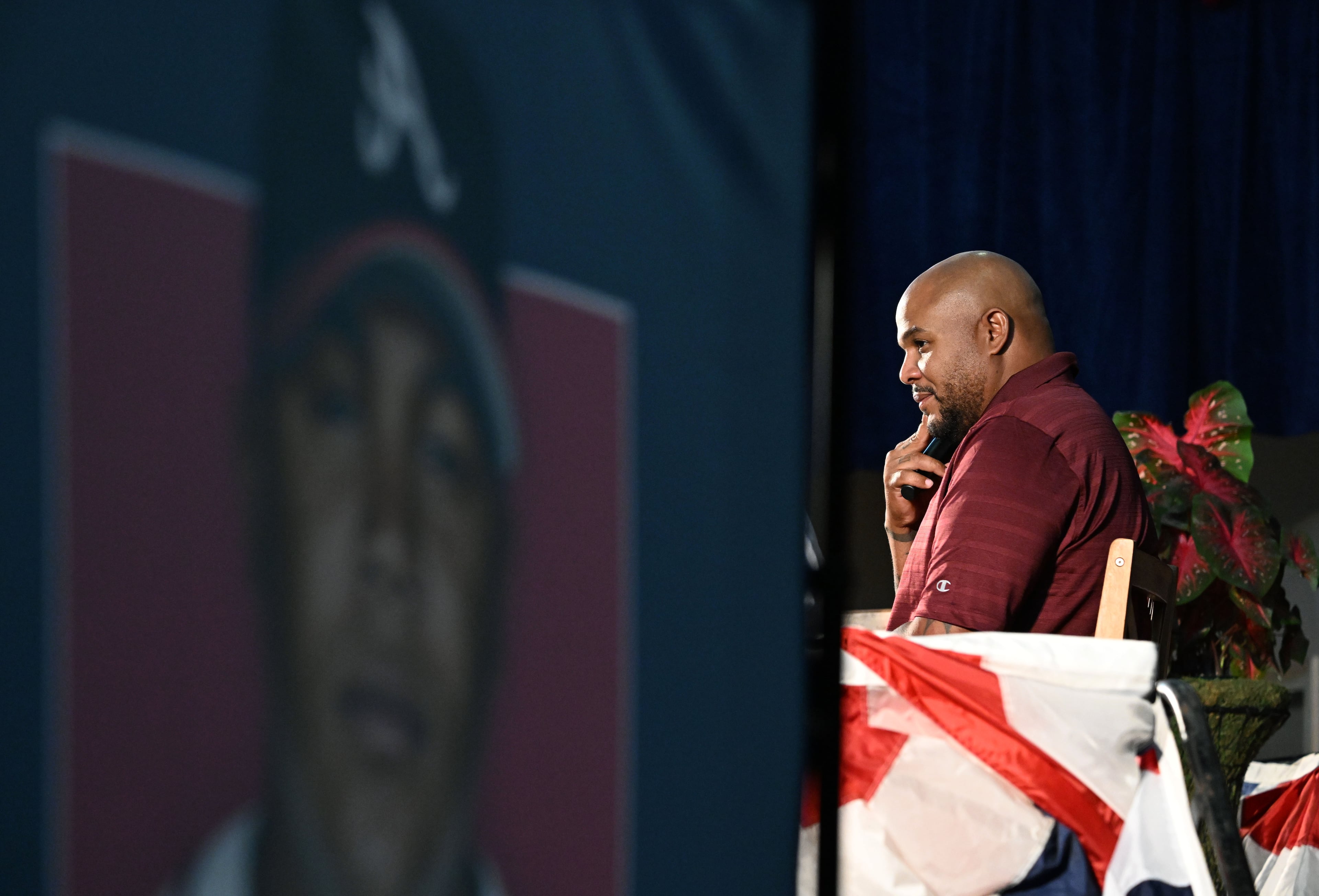 Former Brave Andruw Jones speaks during a news conference at the Clark Sports Center on Saturday, July 25, 2026, in Cooperstown, N.Y. Jones will become the 12th player with ties to the Atlanta Braves to be inducted into the National Baseball Hall of Fame. (Hyosub Shin/AJC)