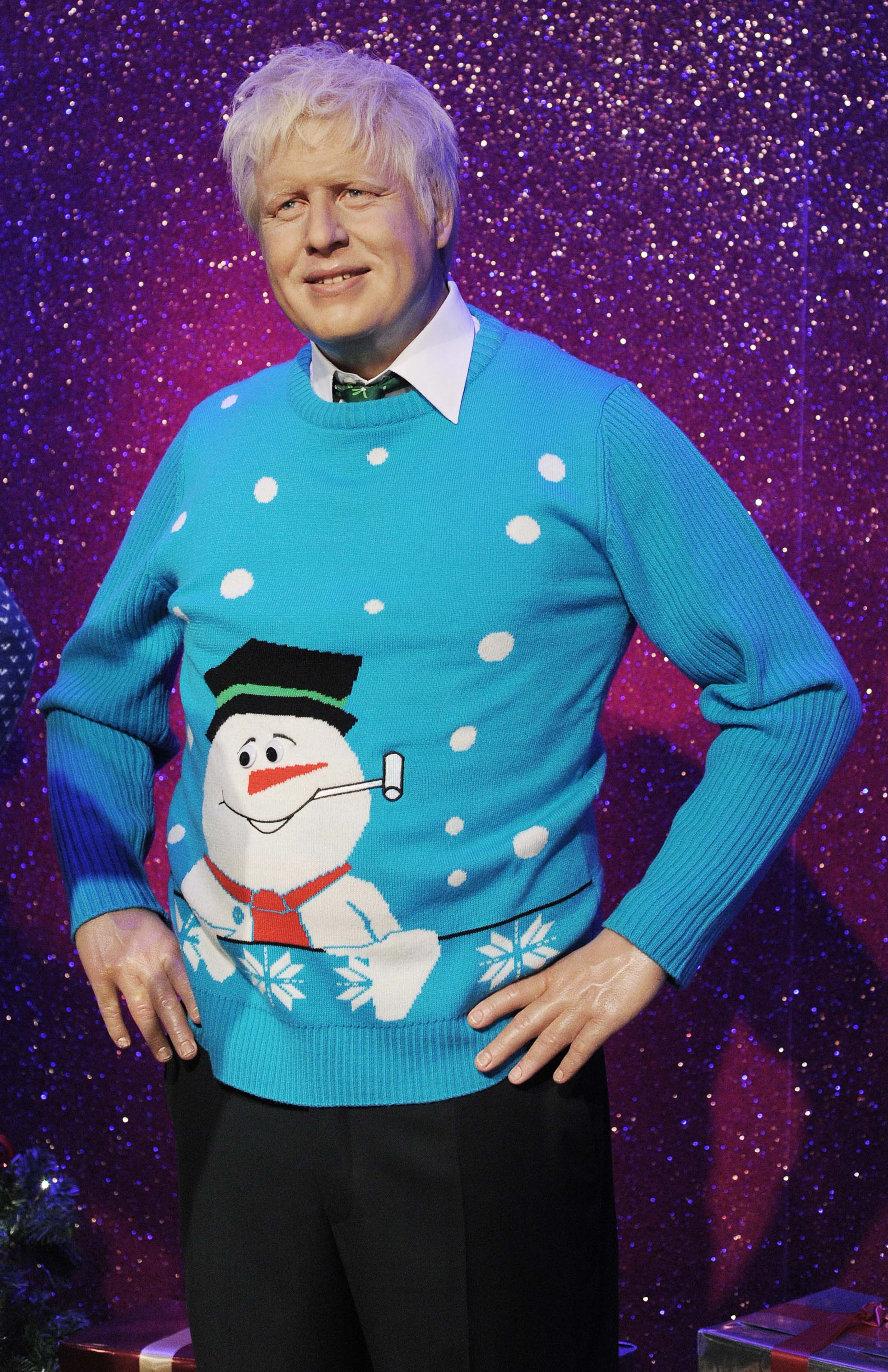 LONDON, UNITED KINGDOM - DECEMBER 03: A waxwork of Boris Johnson is dressed in a Christmas sweater in support of the Save The Children campaign at Madame Tussauds on December 3, 2013 in London, England. (Photo by Stuart C. Wilson/Getty Images)