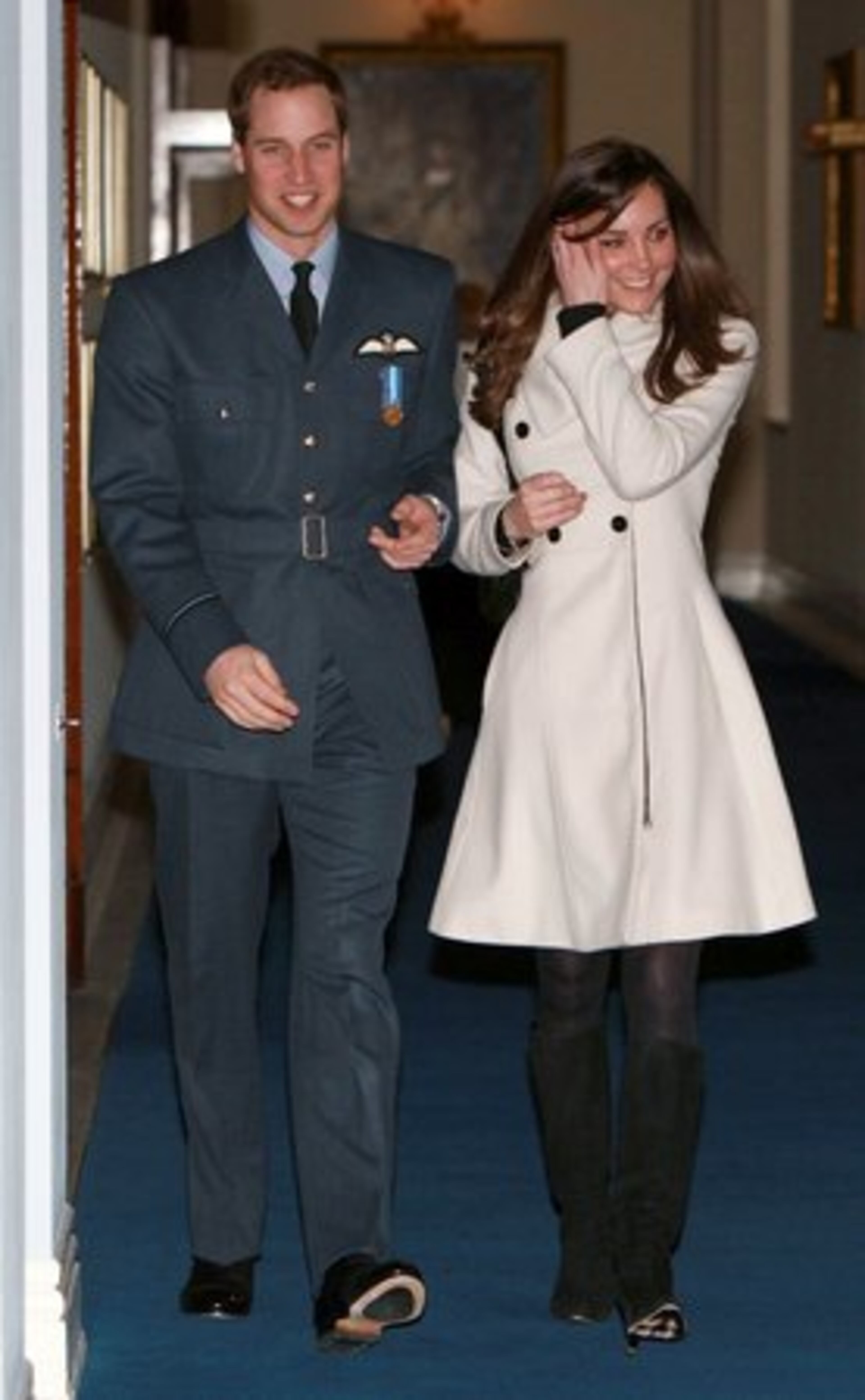 Britain's Prince William and Kate Middleton have been dating on and off for more than eight years. In this April 2008 photo, the couple is shown at at RAF Cranwell, England, after William received his RAF wings from his father, the Prince of Wales.