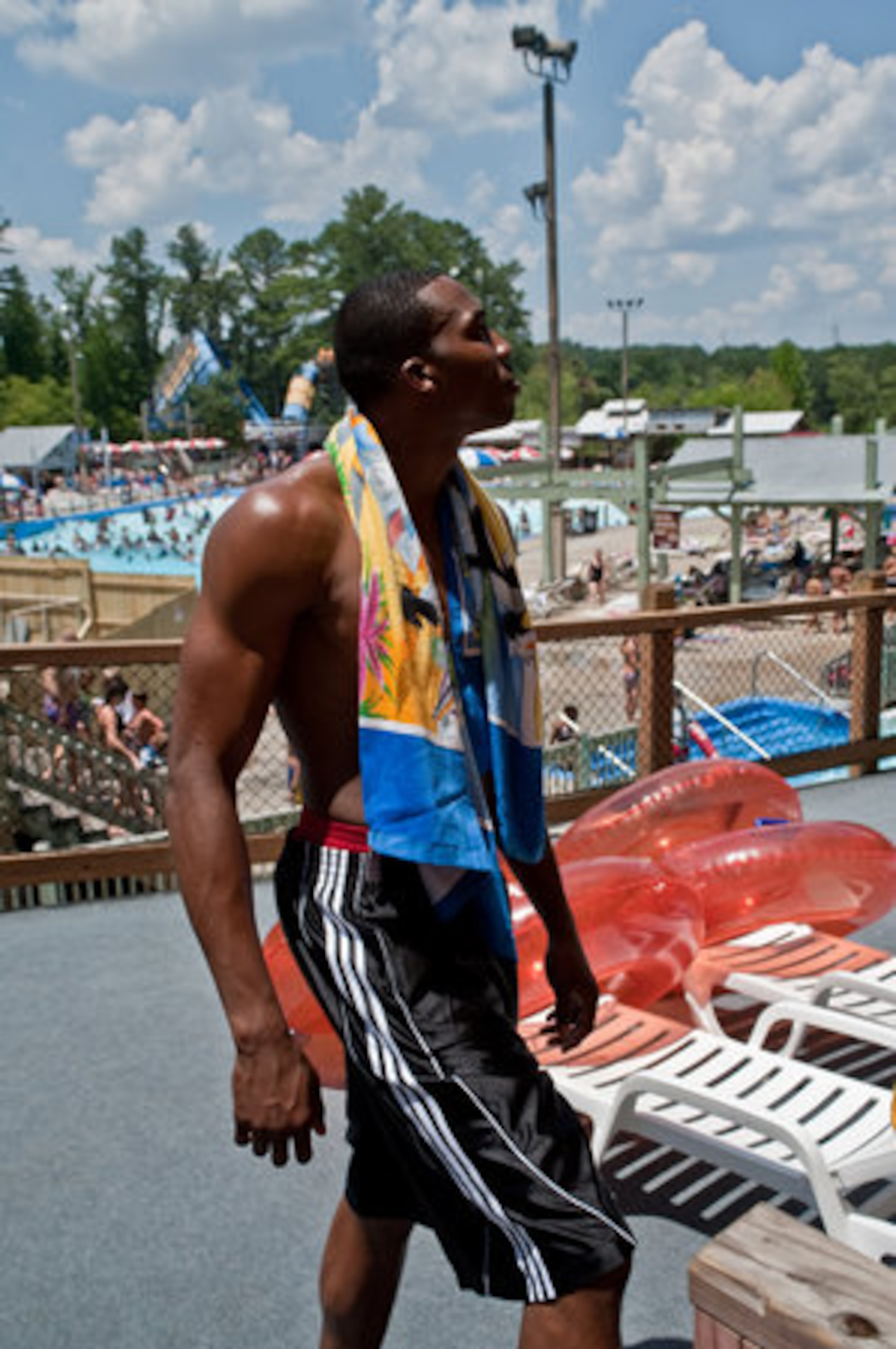Atlanta native Dwight Howard has his annual basketball camp for kids at Six Flags White Water and took time out of the off-season to cool off at the Cobb County water park.