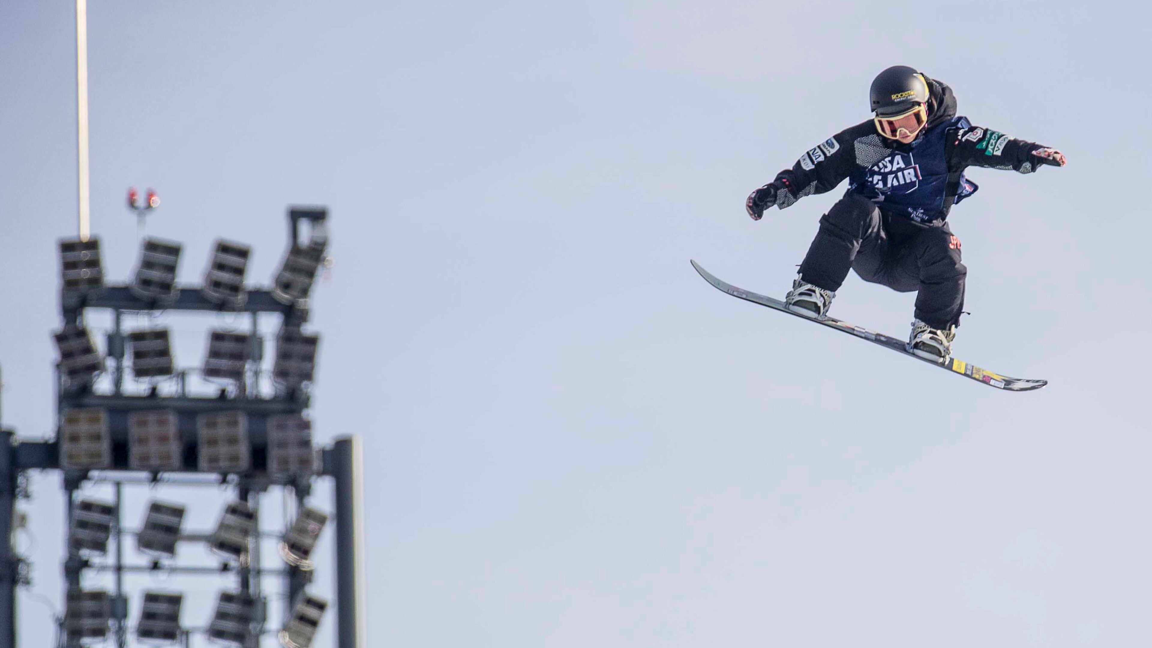 Going airborne: Snowboarder competitor Reira Iwabuchi hits a jump during the women's qualification round Friday at the Visa City Big Air FIS Snowboard World Cup at SunTrust Park.