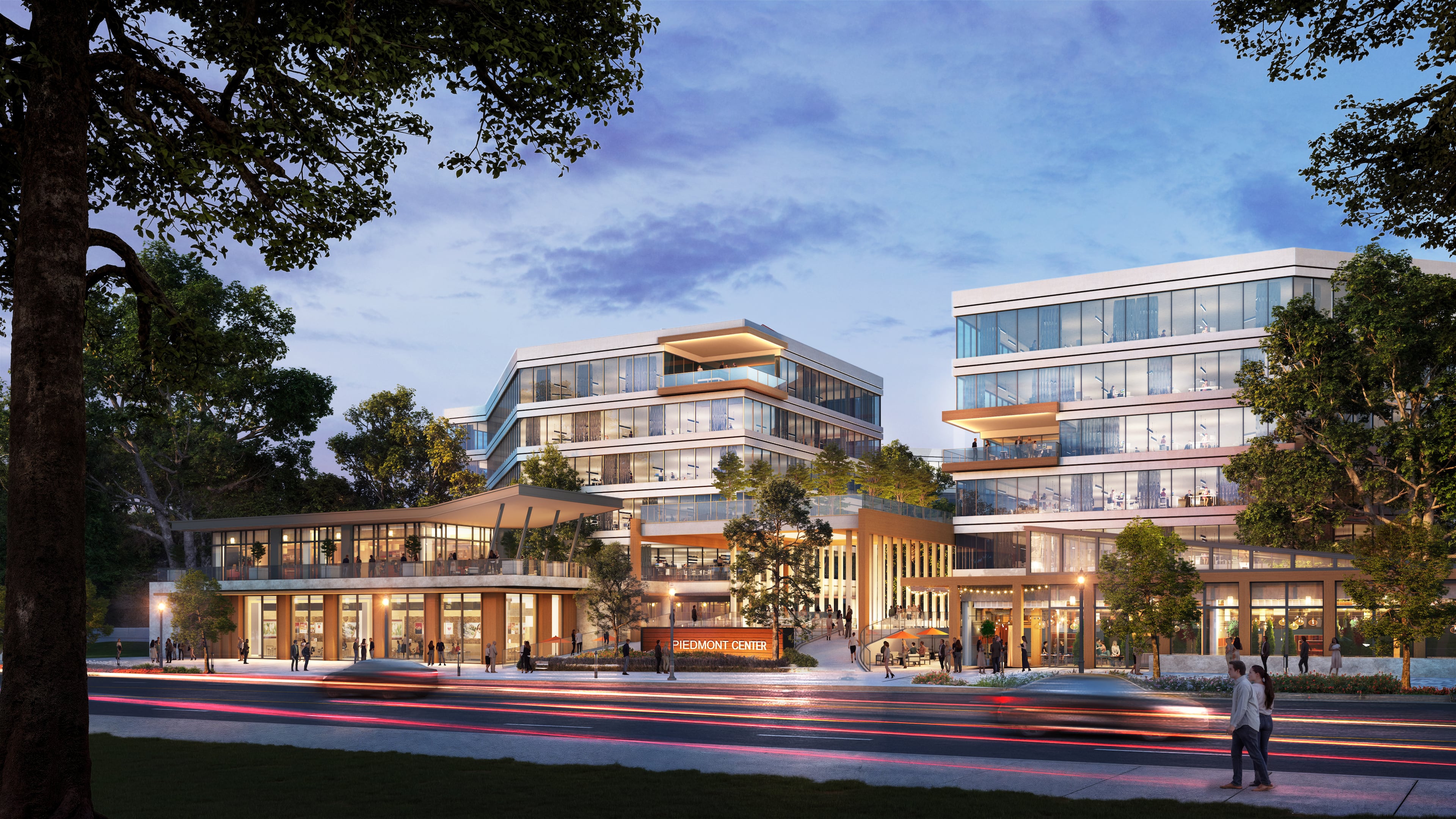 This rendering offers a look at the forthcoming repositioning of Piedmont Center, the largest office complex in Buckhead. (Courtesy of CP Group)