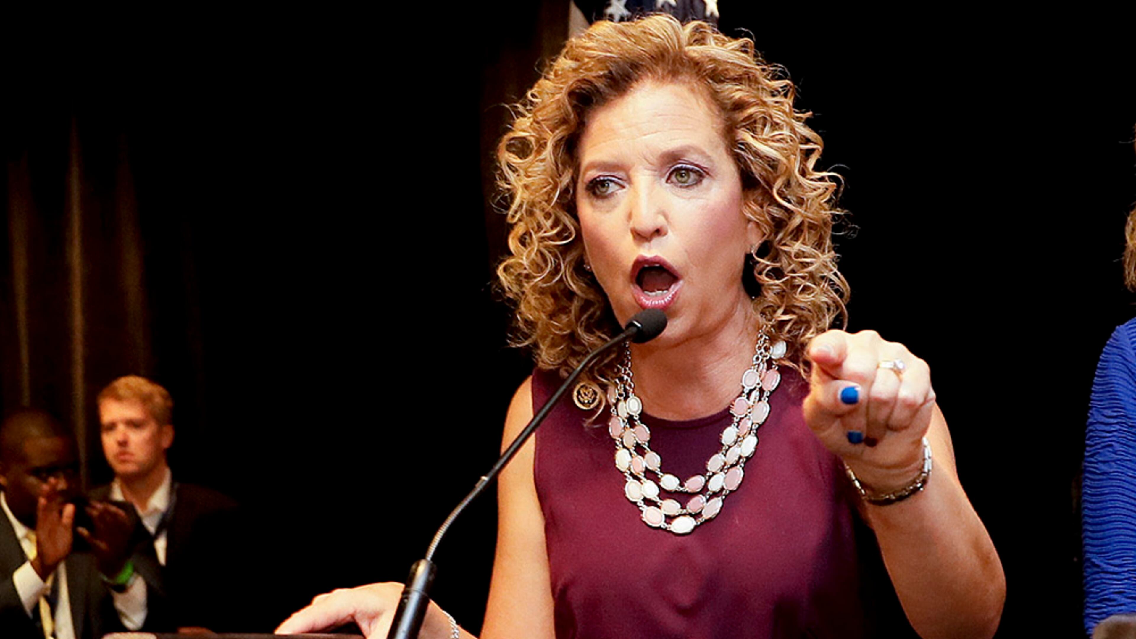 DNC Chairwoman, Debbie Wasserman Schultz, D-Fla., speaks during a Florida delegation breakfast, Monday, July 25, 2016, in Philadelphia, during the first day of the Democratic National Convention. (AP Photo/Matt Slocum)
