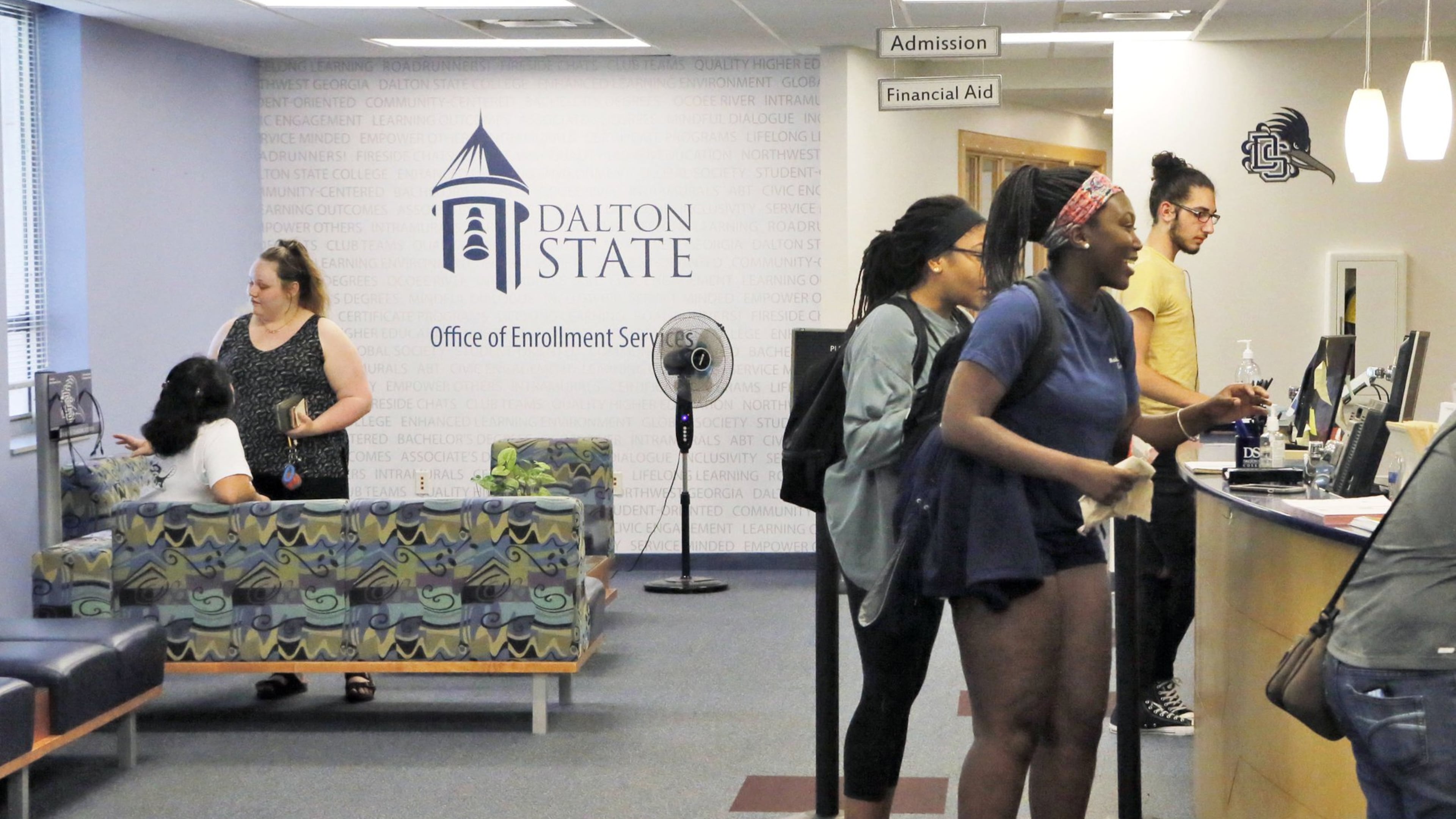 Students in the admissions office of Dalton State College. The college recently became the first college in Georgia to be designated a Hispanic Serving Institution. At least 25% of its students must be Hispanic in order to get the designation. (AJC File)