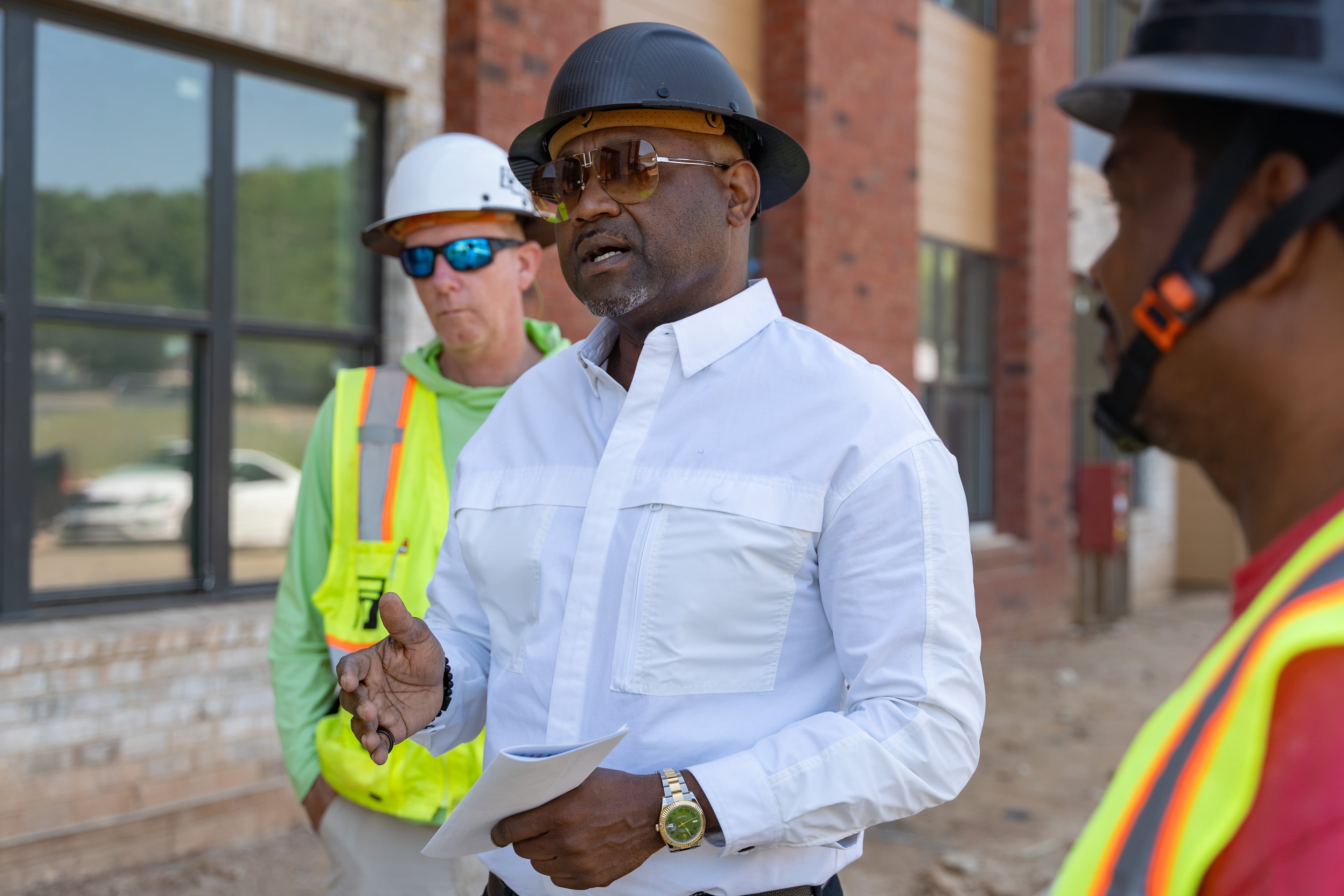 Benoit Group president and CEO Eddy Benoit photographed during ongoing construction of the redeveloped Bowen Homes public housing site on Yates Drive NW in Atlanta, Georgia, Wednesday, April 22, 2026. (Ben Hendren for the AJC)
