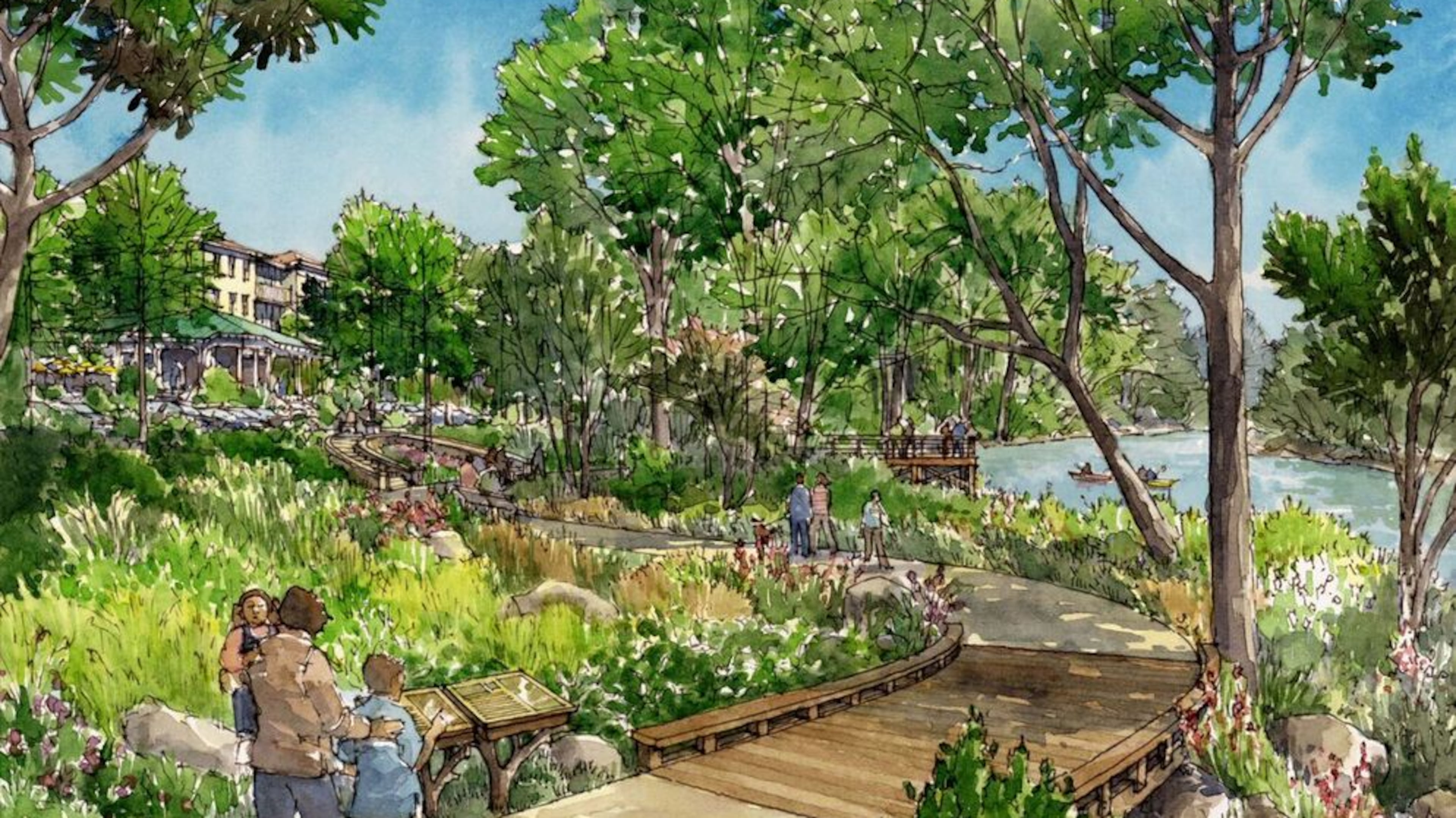 A rendering shows part of Riverview Landing, a $300 million mixed-use development, to be built in Smyrna by the Chattachoochee River.