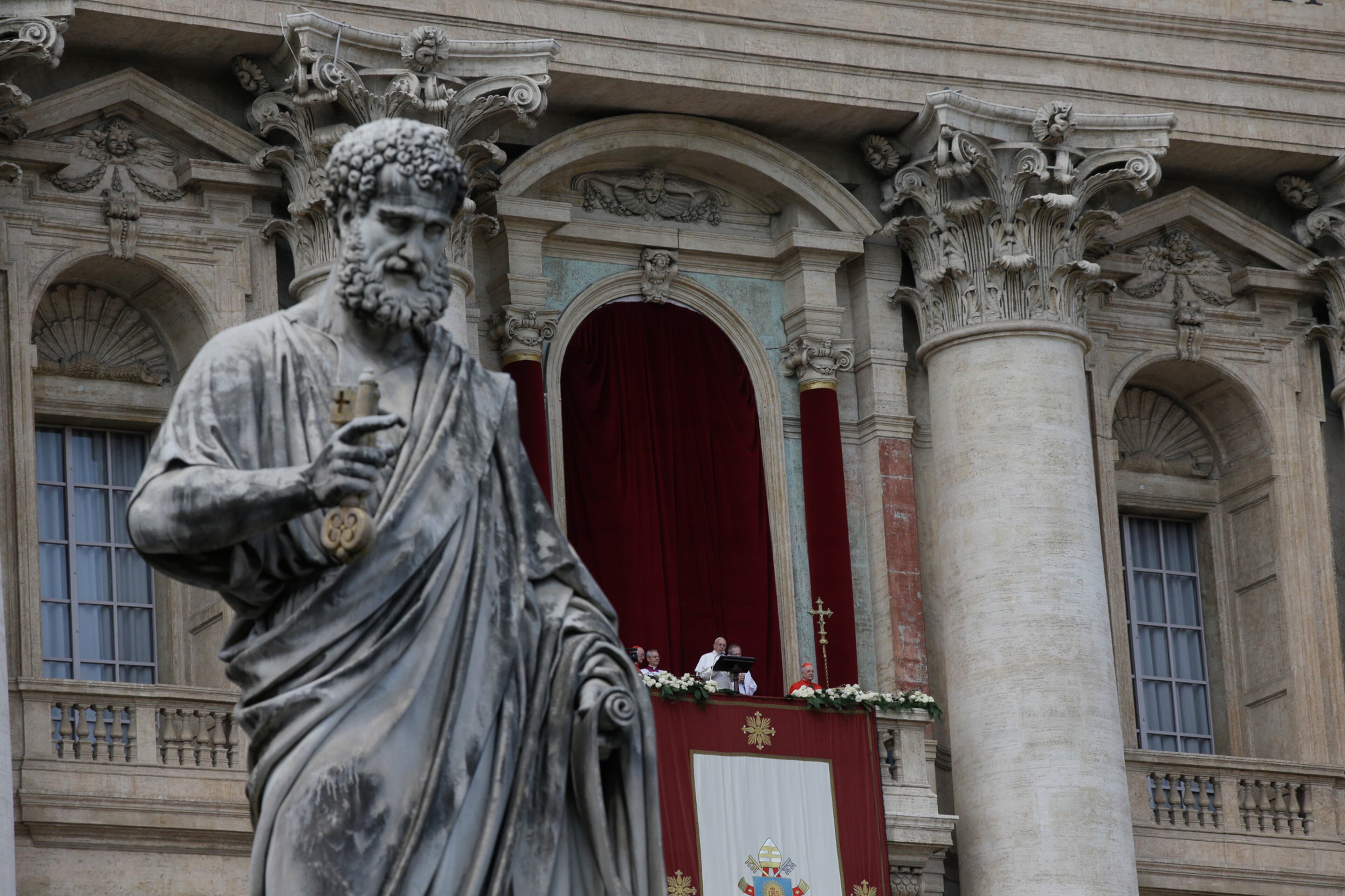 Pope Francis delivers the Urbi et Orbi (to the city and to the world) message at end of the Easter Mass, in St. Peter's Square, at the Vatican, on March 27, 2016.