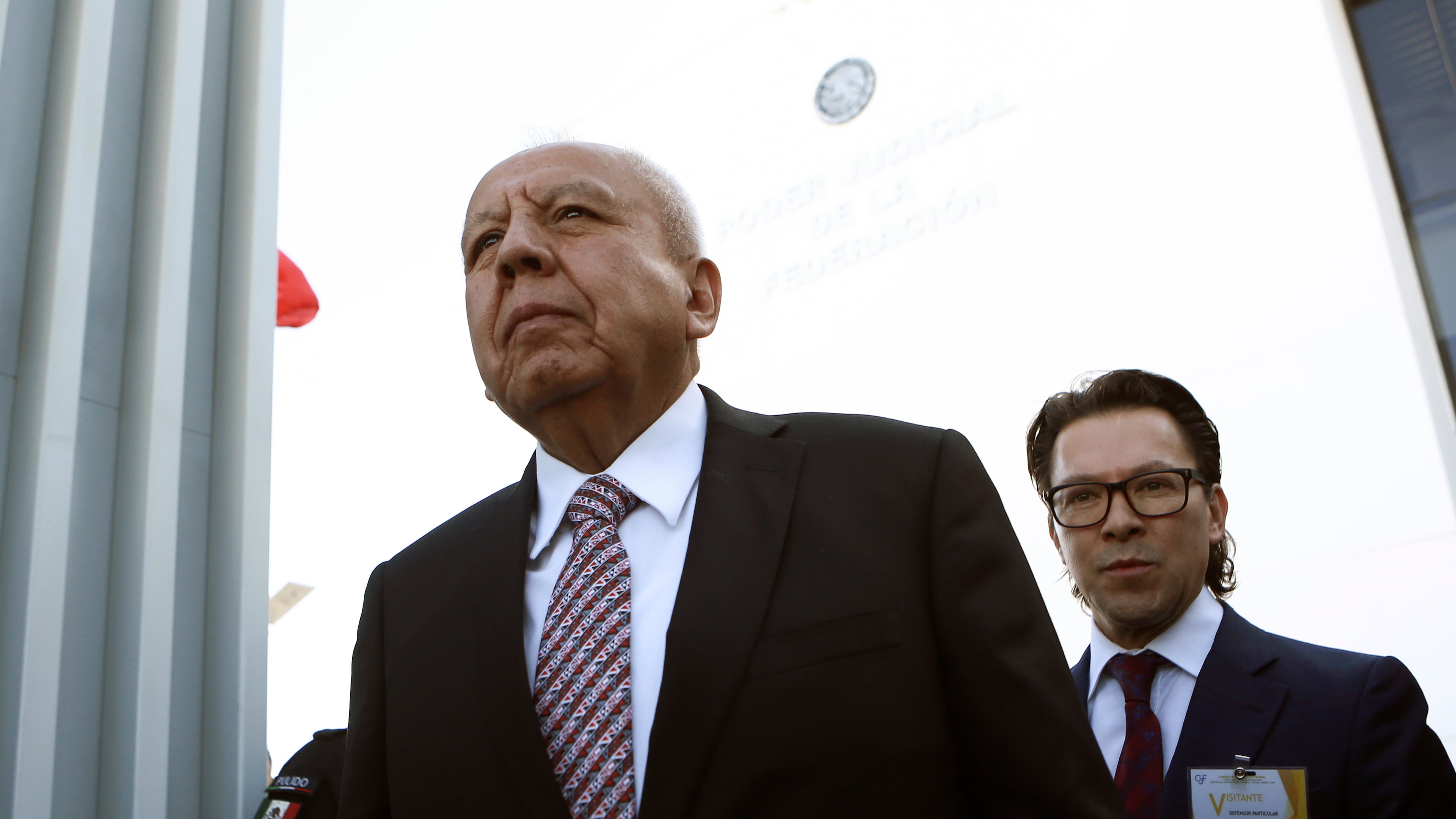 FILE - Mexican National Immigration Institute Chief Francisco Garduño, front, arrives to court in Ciudad Juarez, Mexico, April 21, 2023. (AP Photo/Christian Chavez, File)