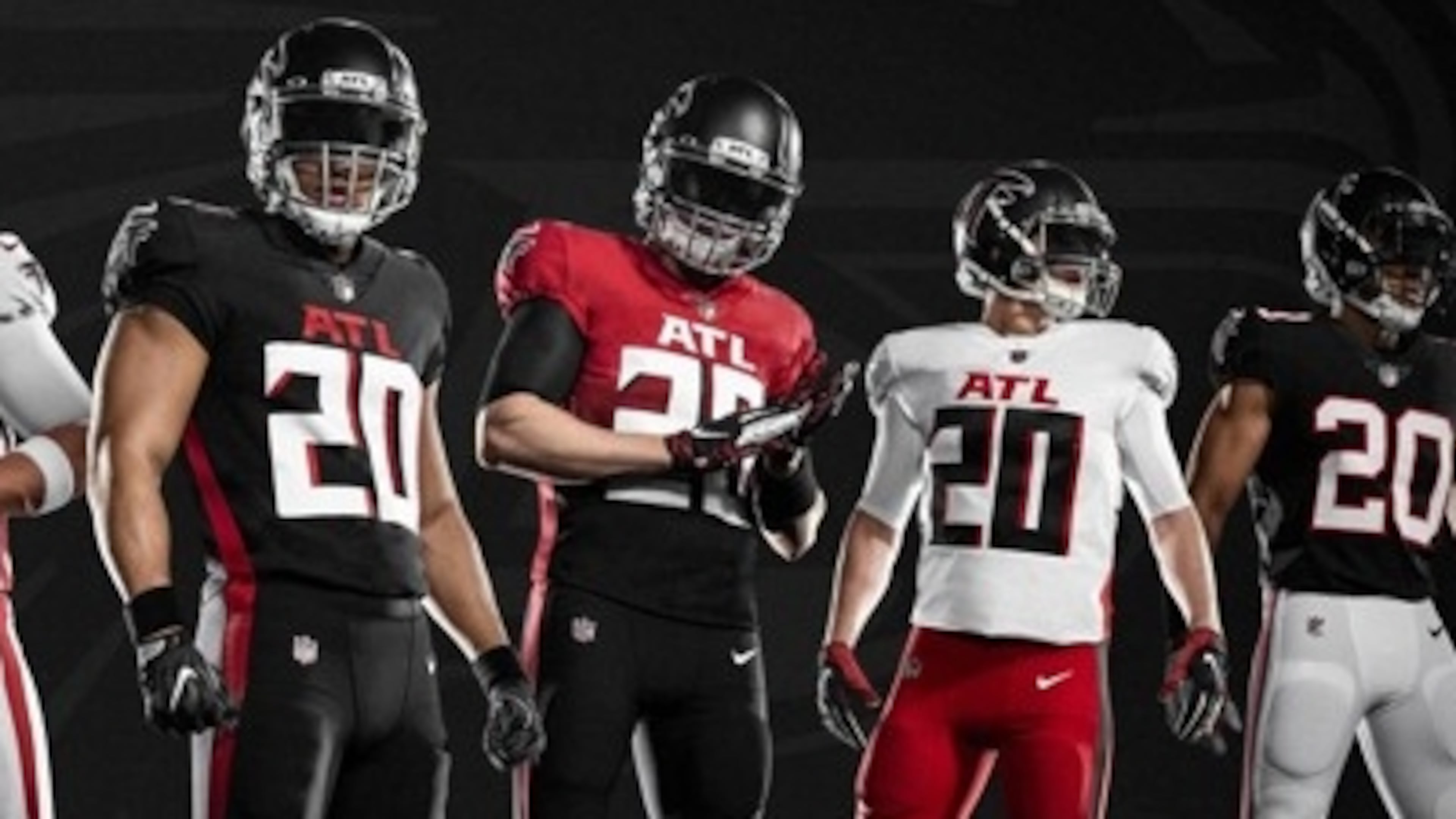 The Atlanta Falcons' current uniforms debuted in 2020. (Courtesy of Atlanta Falcons)