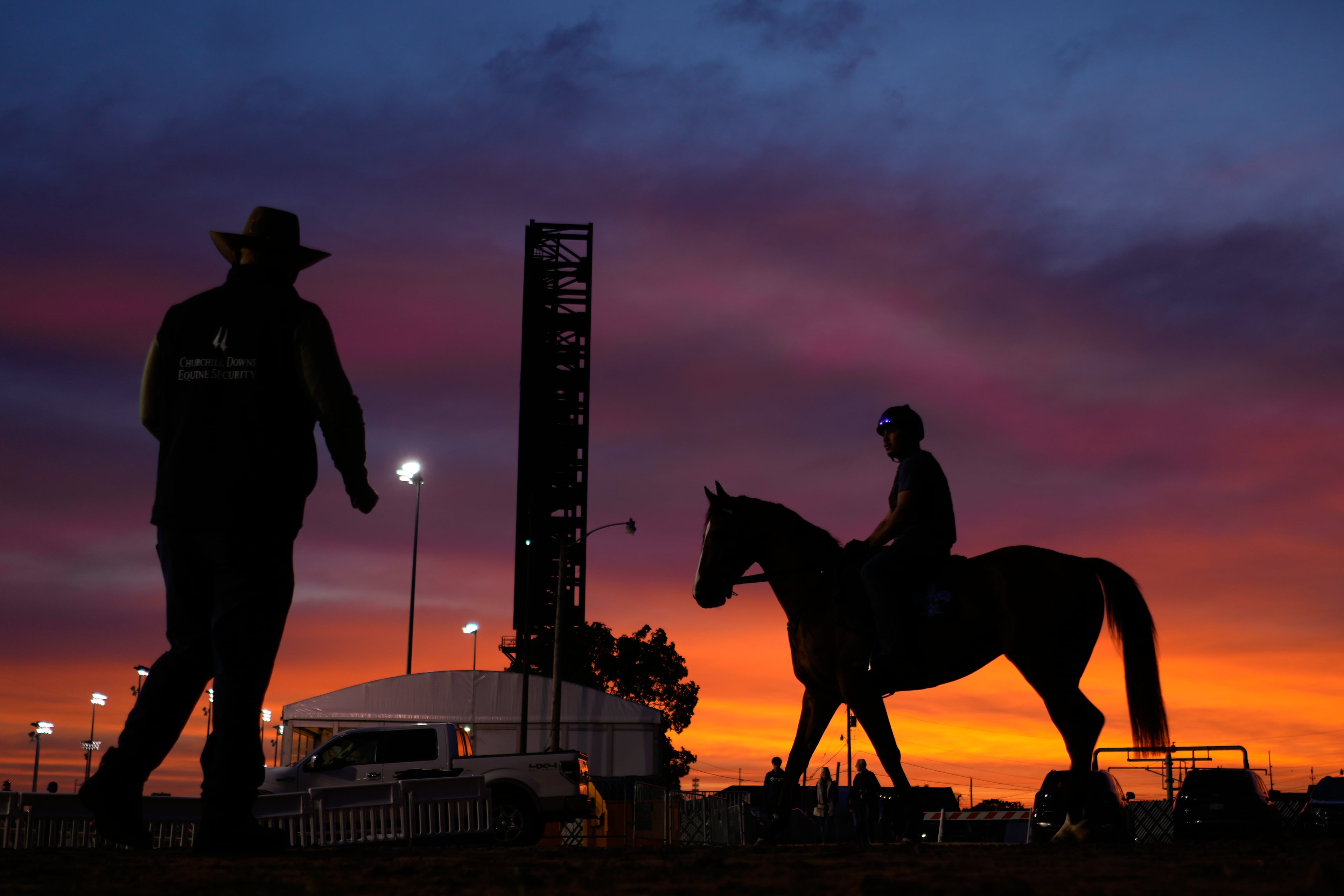 Monday's dramatic sky at Churchill Downs. (Charlie Riedel/AP)