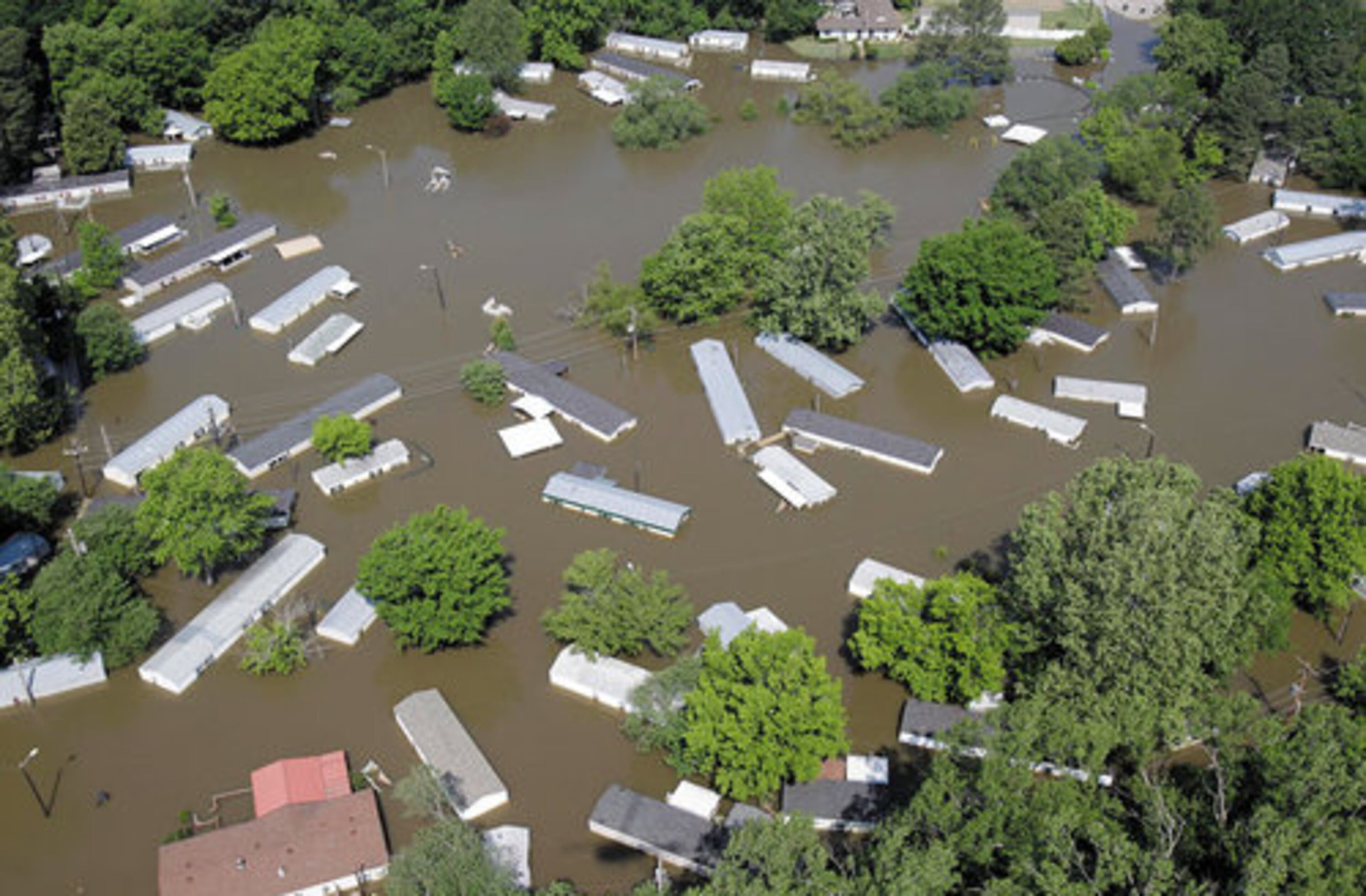 Floodwaters reached a residential area in Memphis.