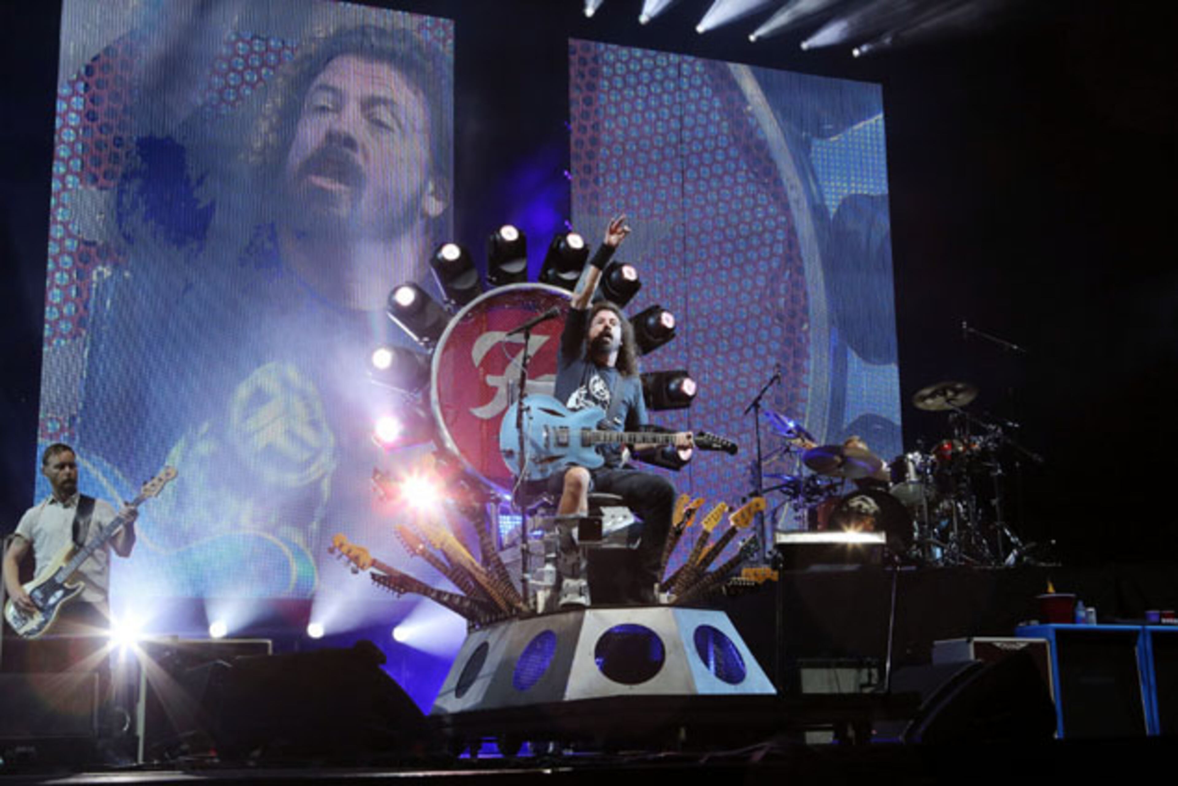 Dave Grohl and the Foo Fighters packed over 20,000 fans into sold out Centennial Olympic Park Sunday night, October 4, 2015, with Gary Clark, Jr. opening the show. The light rain couldn't dampen the energy and spirit of the huge crowd. Grohl, who broke his leg while performing in Sweden in June, rocked out in a motorized throne, which was equipped with lights and carried numerous guitars. Robb D. Cohen/ RobbsPhotos.com