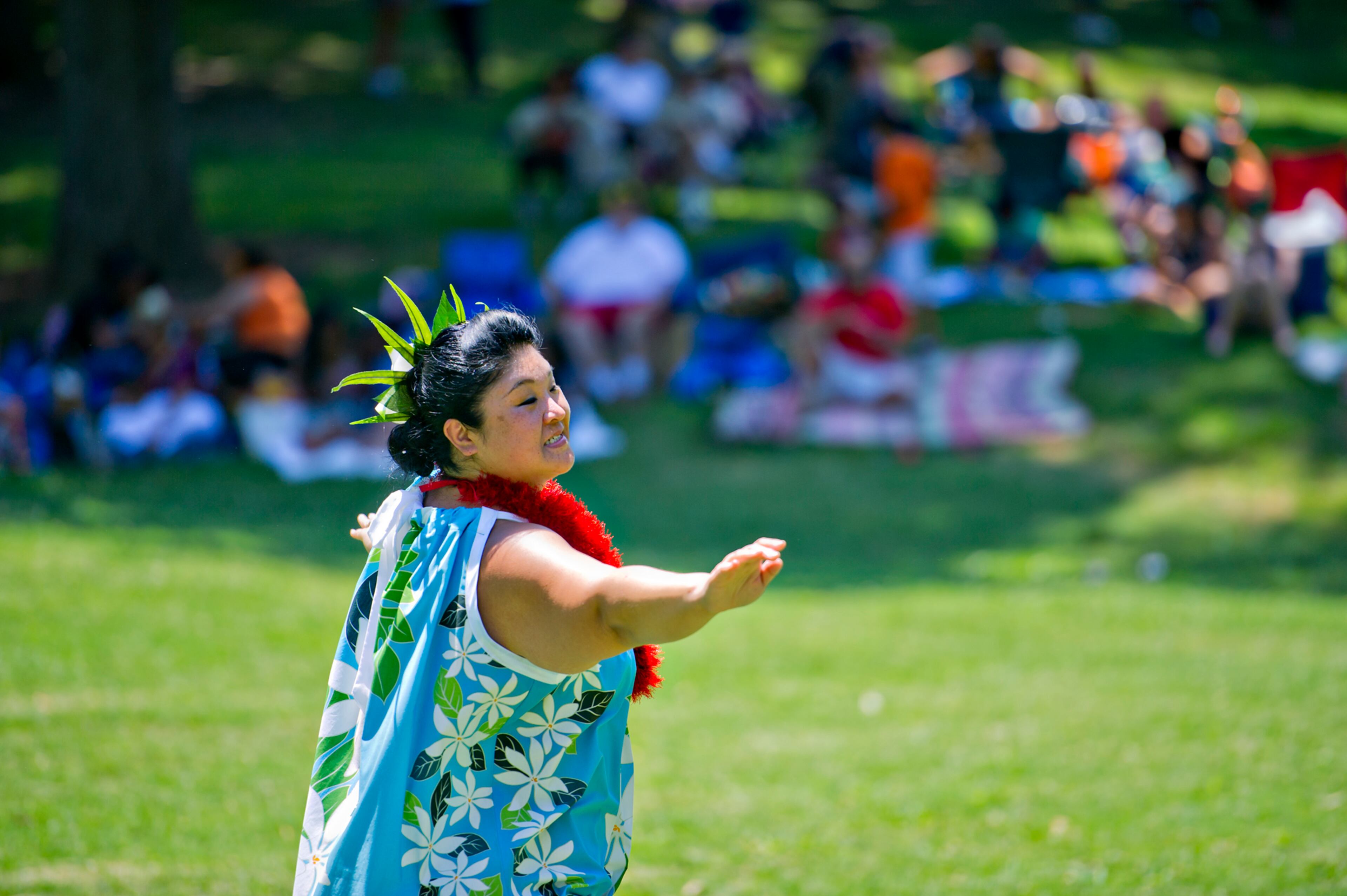 Mika Dickerson dances as she performs during the Nezian Festival at Grant Park in Atlanta on Saturday, July 5, 2014. The two day festival brought together the culture and traditions of the South Pacific Islands with dance and music performances, food and local merchants.