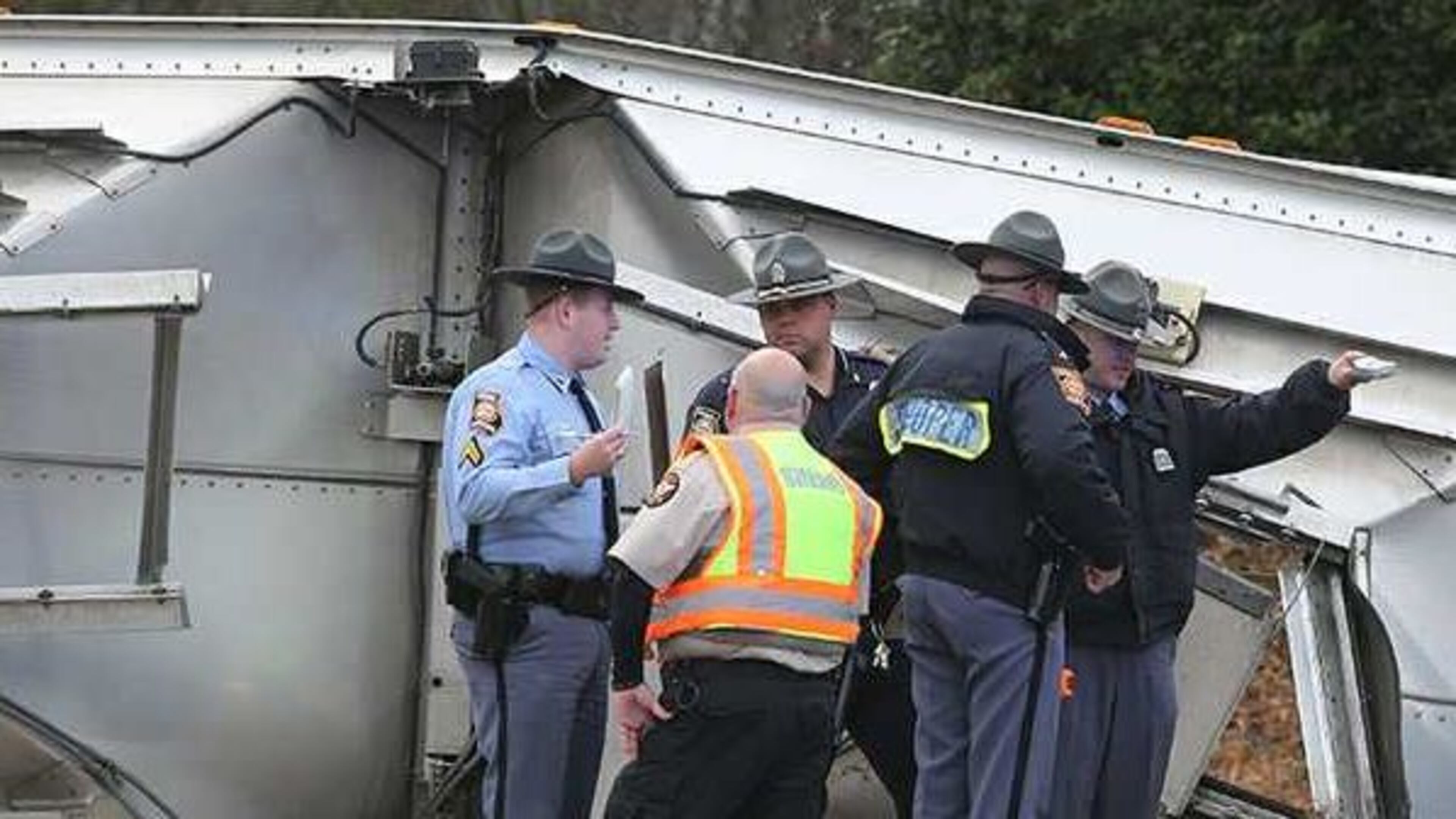 A tractor-trailer crash Thursday in Hall County killed a pedestrian. (Credit: Gainesville Times)