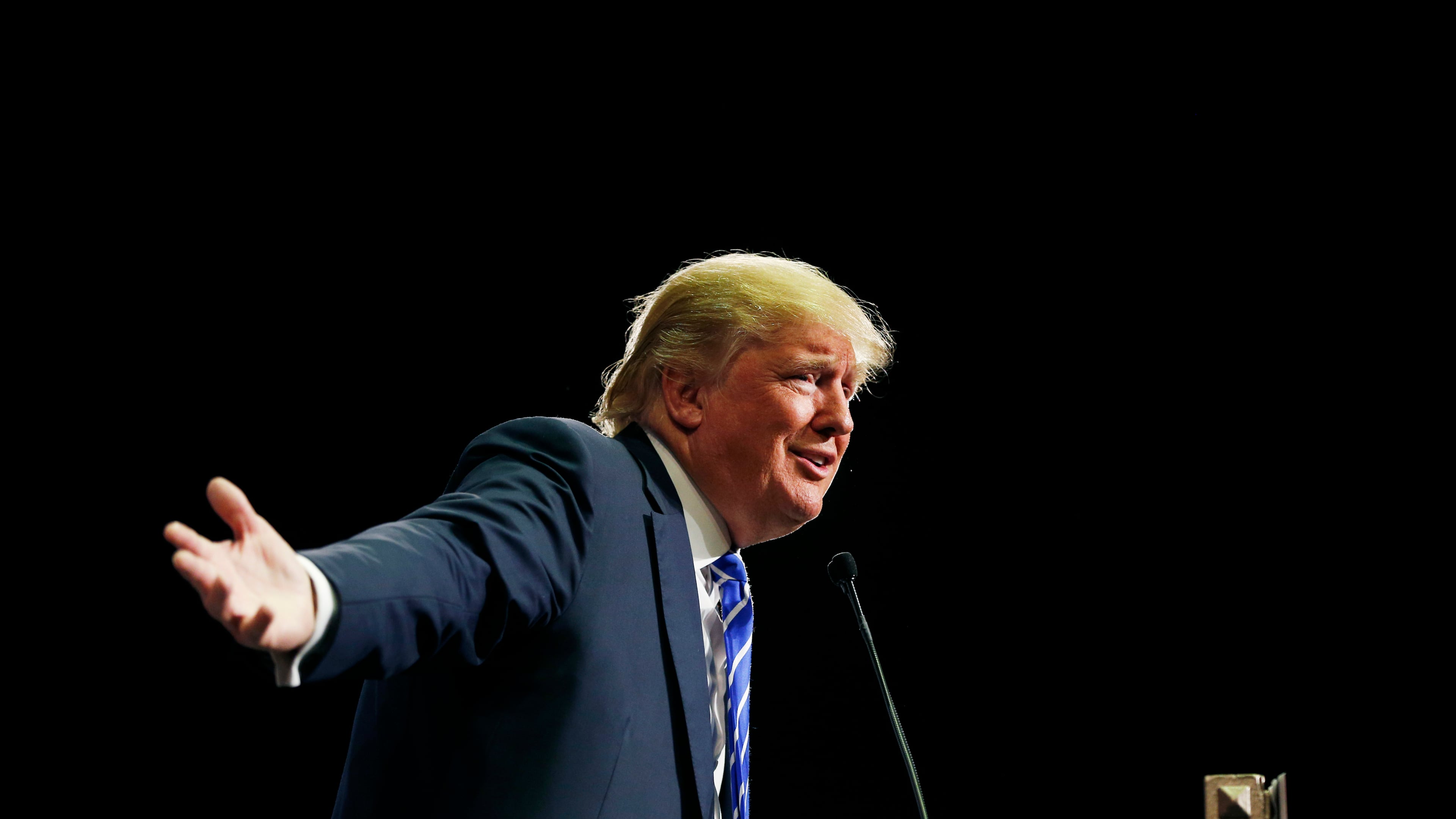 Republican presidential candidate Donald Trump speaks at a rally Thursday, Oct. 8, 2015, in Las Vegas. (AP Photo/John Locher)