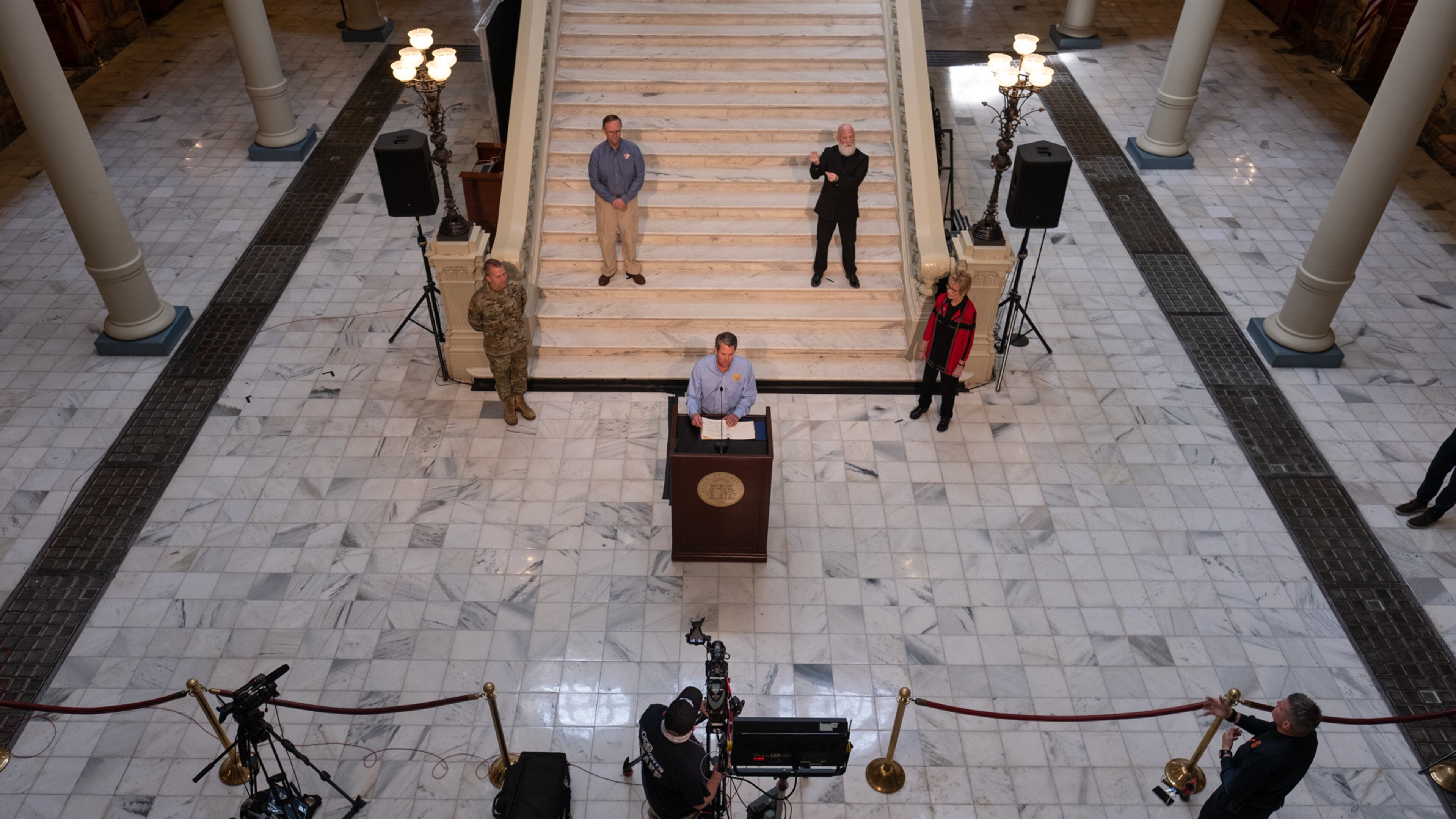 200408-Atlanta-Gov. Brian Kemp gives remarks and answers questions during a press conference Wednesday afternoon April 8, 2020 at the Georgia State Capitol. Ben@BenGray.com for the Atlanta Journal-Constitution