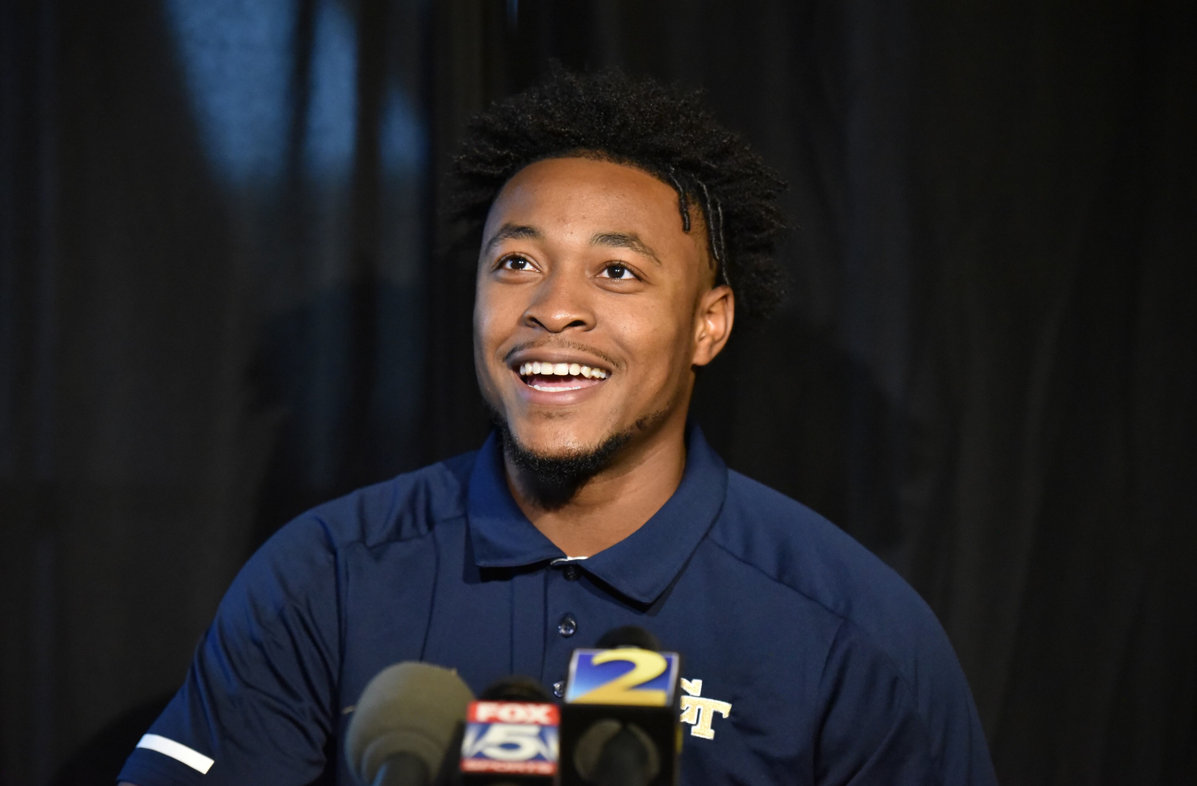 August 2, 2018 Atlanta - Georgia Tech quarterback TaQuon Marshall speaks to members of the press during a Georgia Tech Football Media Day at the Bobby Dodd Stadium on Thursday, August 2, 2018. HYOSUB SHIN / HSHIN@AJC.COM