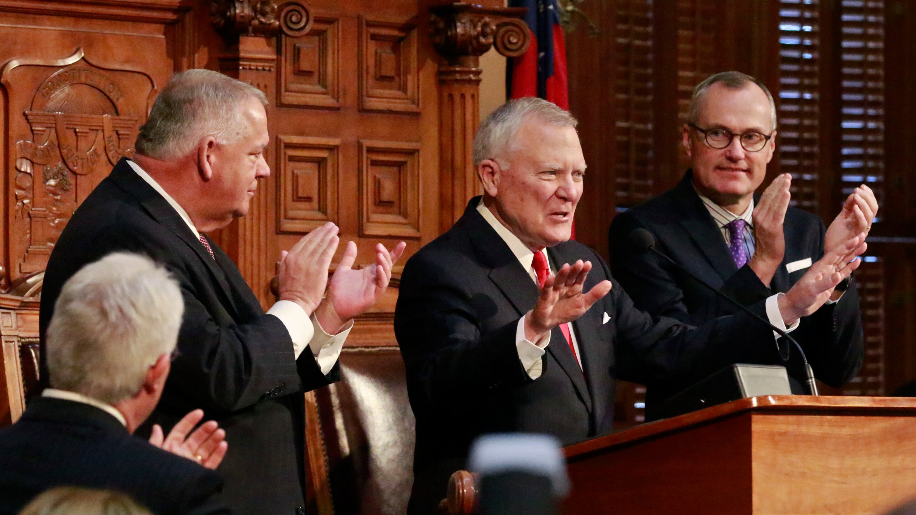 Gov. Nathan Deal, House Speaker David Ralston and Lt. Gov. Casey Cagle in 2016. BOB ANDRES / BANDRES@AJC.COM