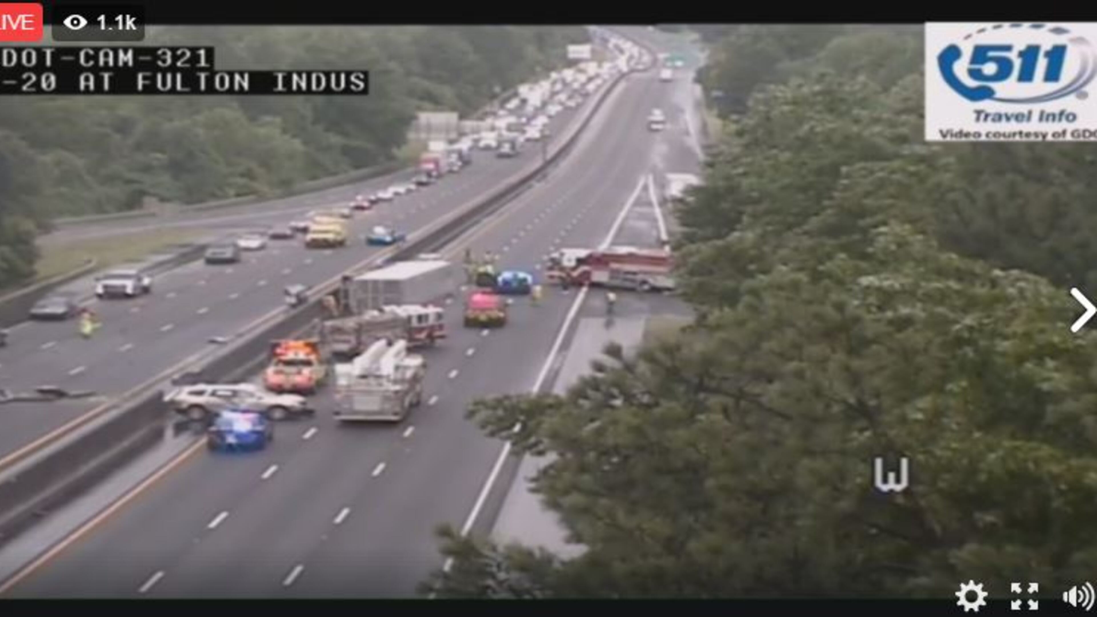 Crews cleared an overturned tractor-trailer on I-20 West in Fulton County. (Credit: Georgia Department of Transportation)
