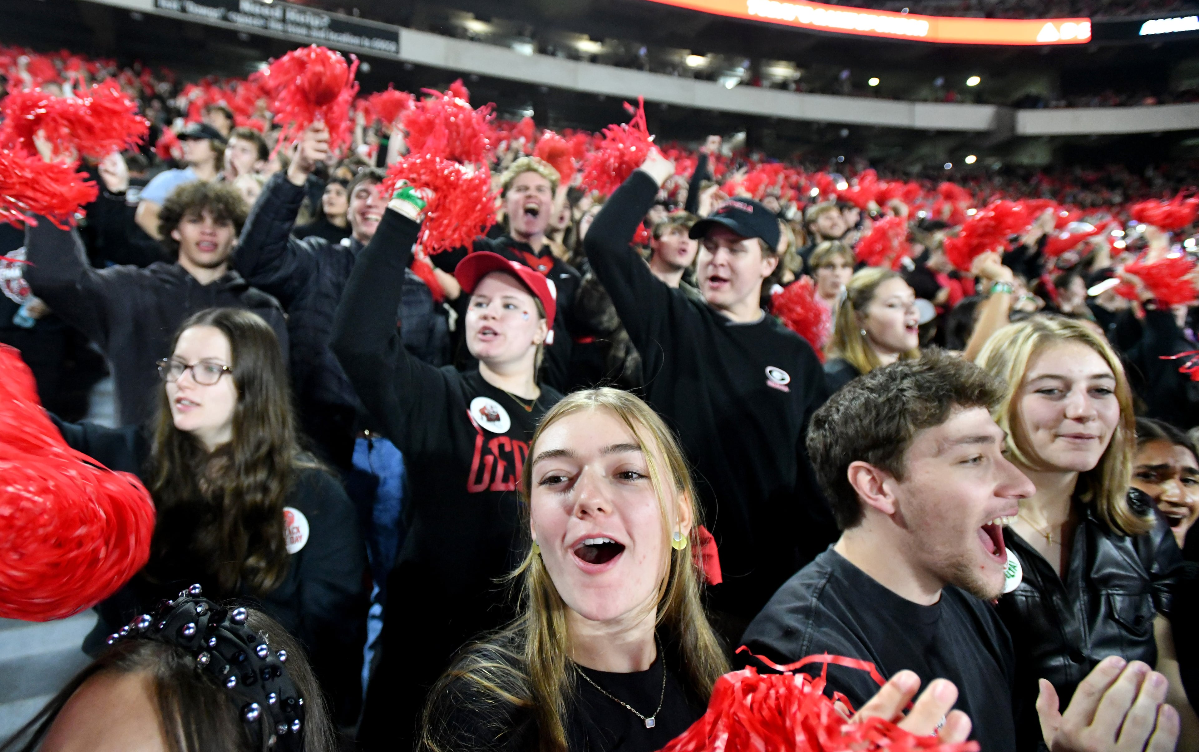 Georgia fans cheer before an NCAA football game between Georgia and Tennessee at Sanford Stadium, Saturday, November 16, 2024, in Athens. (Hyosub Shin / AJC)