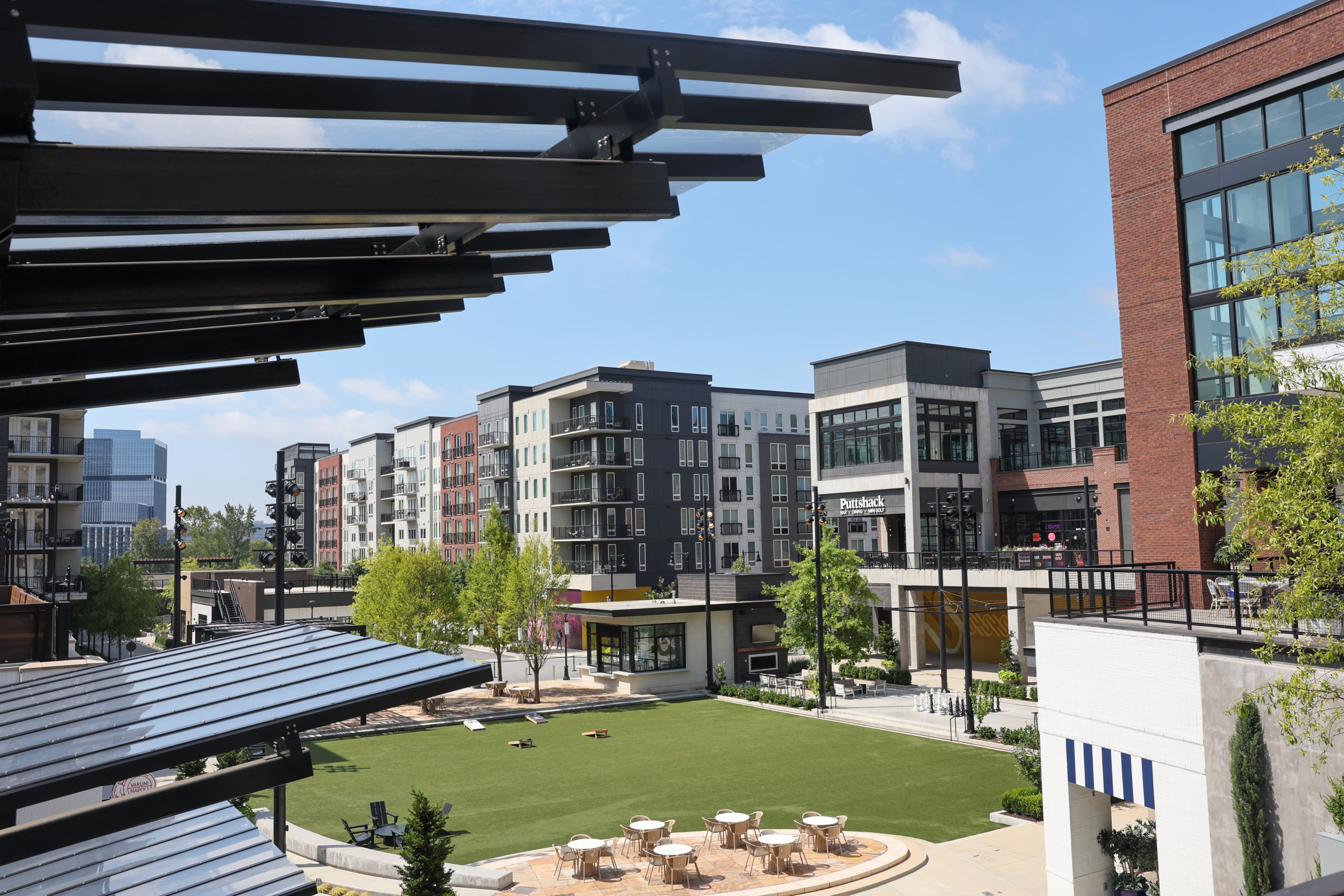 A view of the mixed-use High Street development in Dunwoody on Aug. 18, 2026. (Arvin Temkar/AJC)