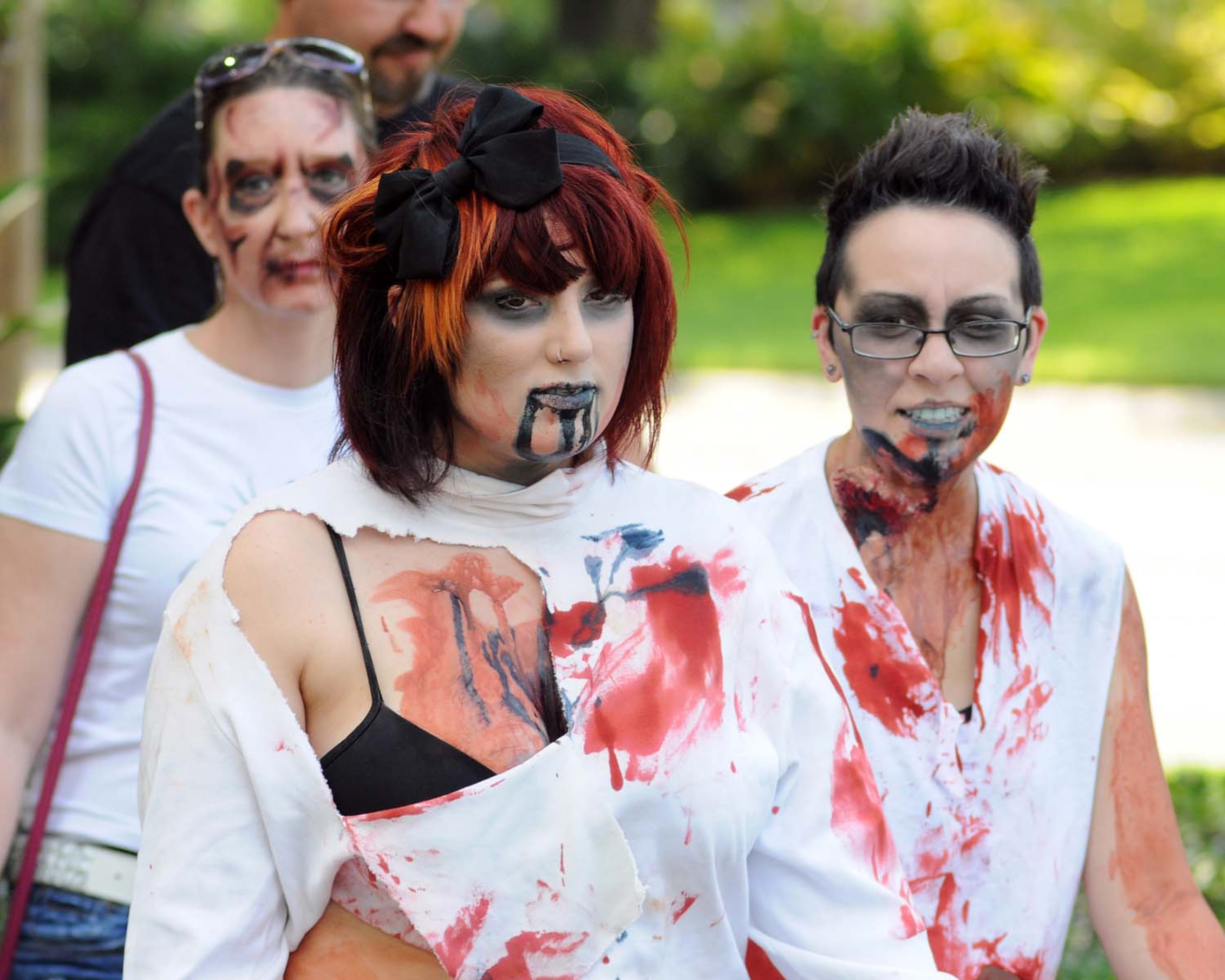 A pack of blood-thirsty zombies marched on the Rosen Centre Hotel in Orlando, Florida to kick off Spooky Empire's annual May-Hem horror convention.
