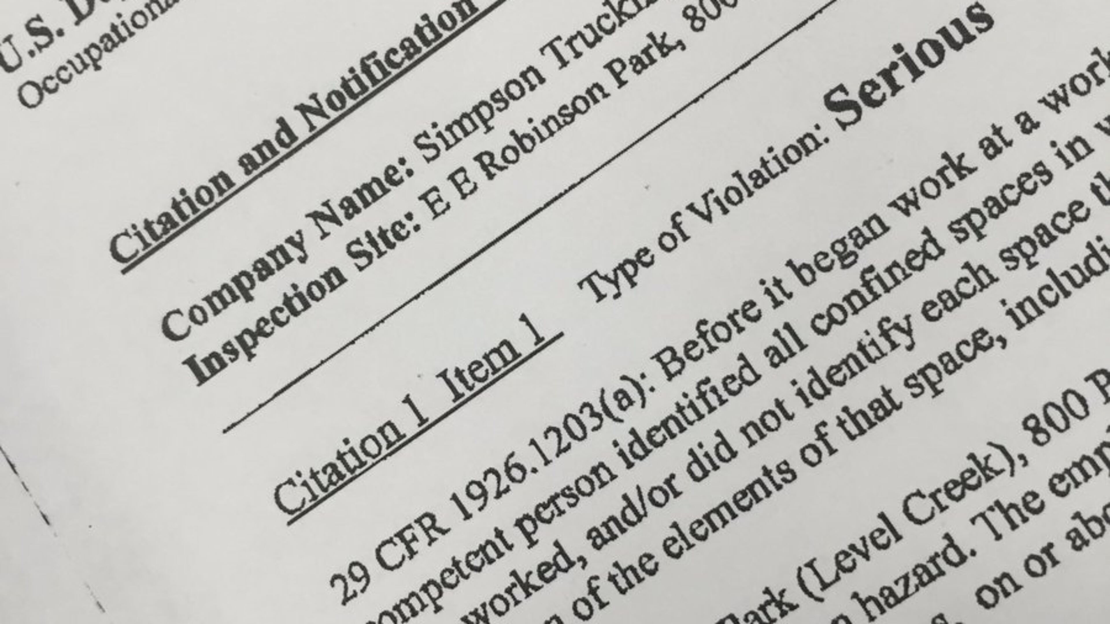 A company is facing citations and fines from OSHA in connection with an incident in a Gwinnett County park. (Credit: Channel 2 Action News)