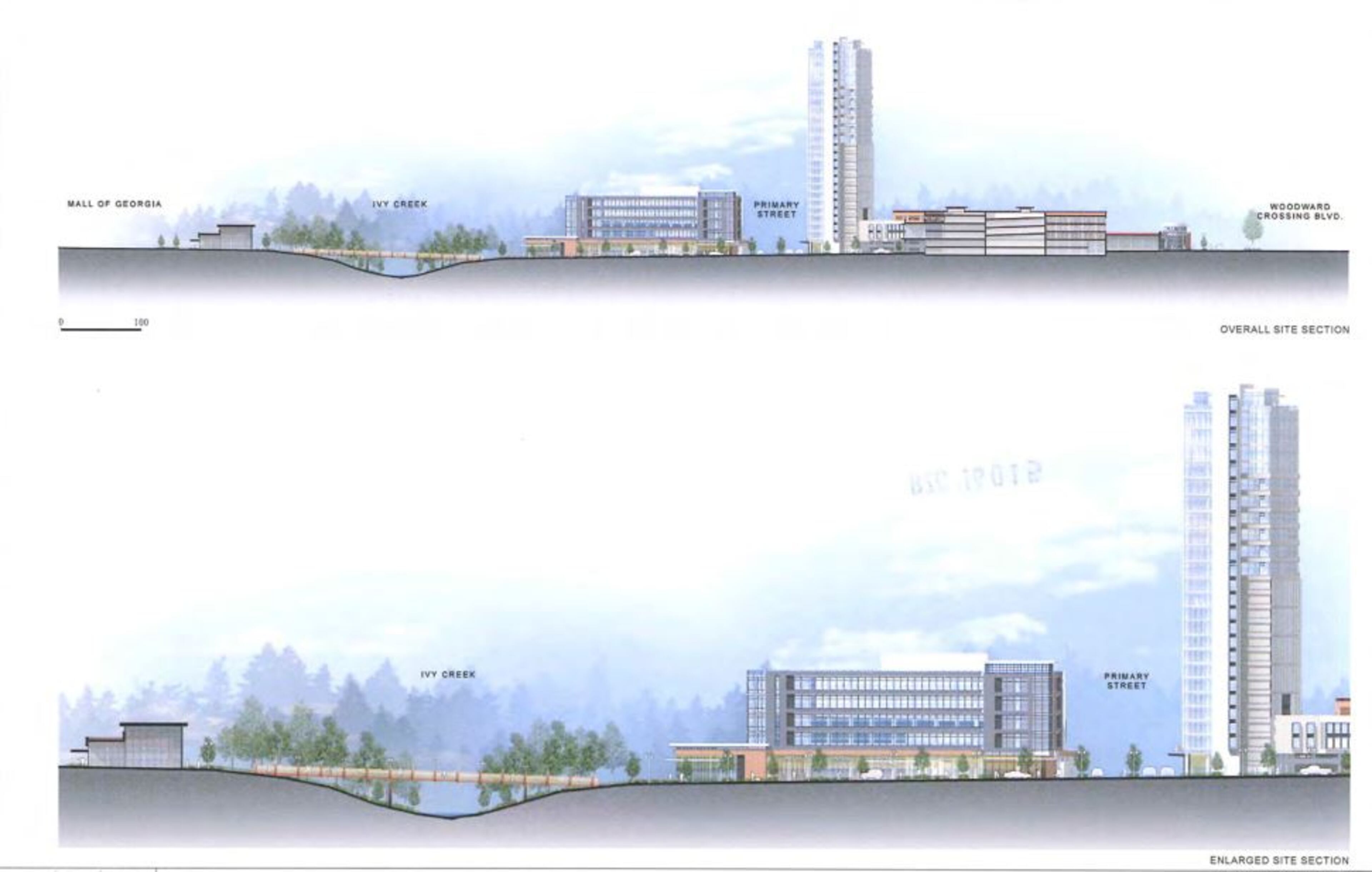 An artist's rendering of the proposed Woodward Crossing Boulevard development.