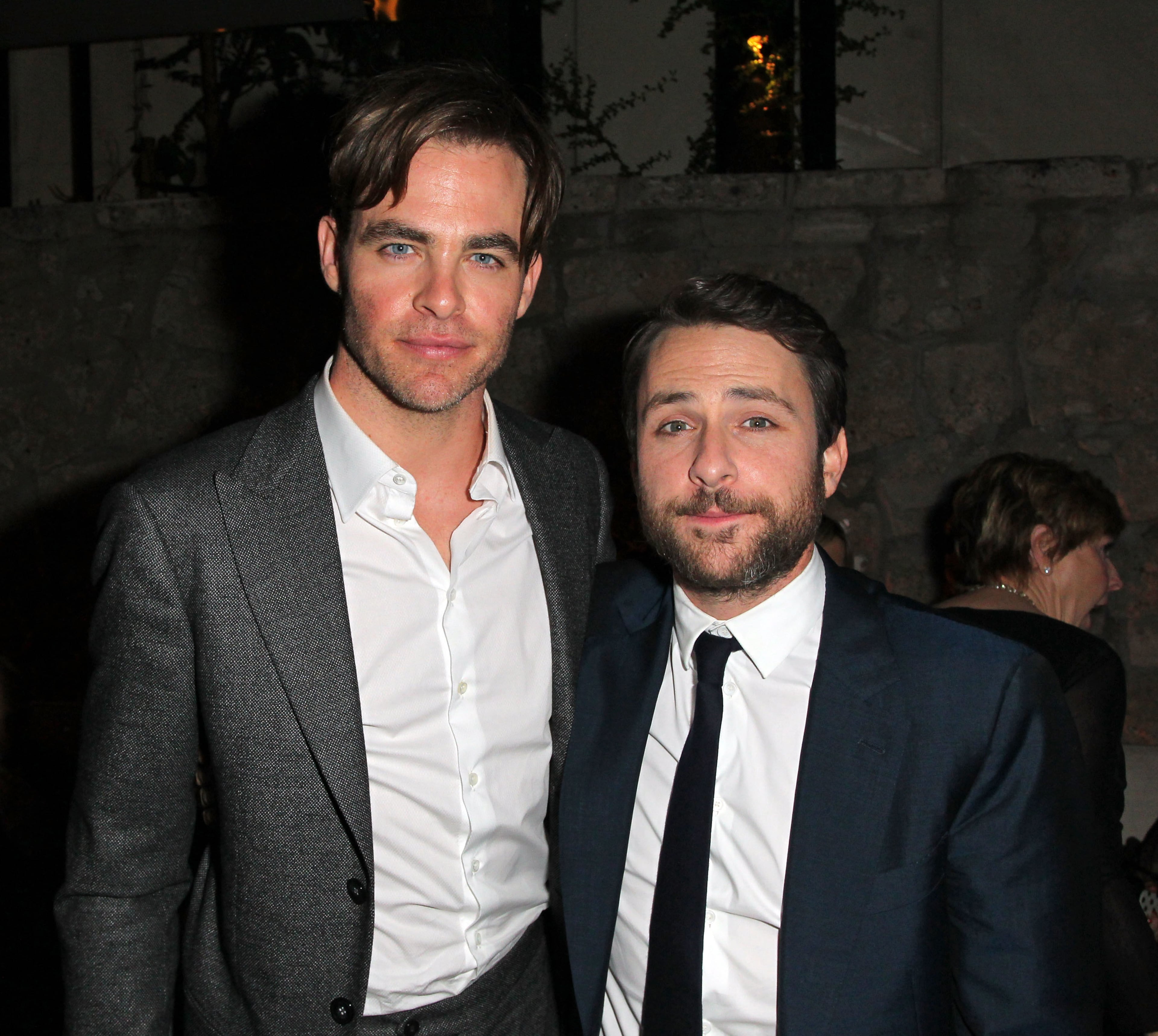 LOS ANGELES, CA - NOVEMBER 20: Actor Chris Pine (L) and Charlie Day attend the after party New Line Cinema's "Horrible Bosses 2" at Sadie on November 20, 2014 in Los Angeles, California. (Photo by David Buchan/Getty Images)