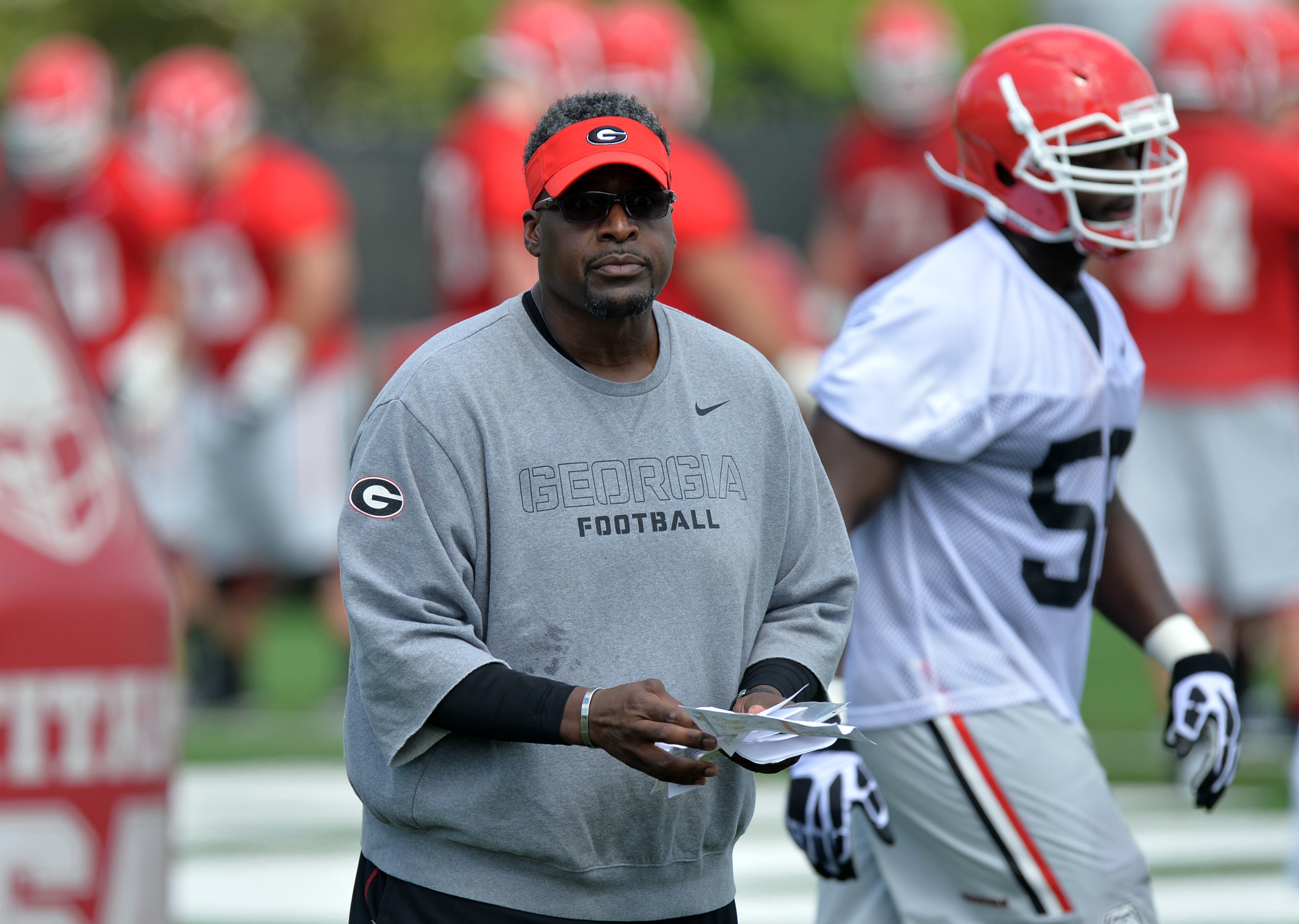 Ex-Georgia assistant coach Tracy Rocker is the defensive line coach for the Eagles. BRANT SANDERLIN /BSANDERLIN@AJC.COM