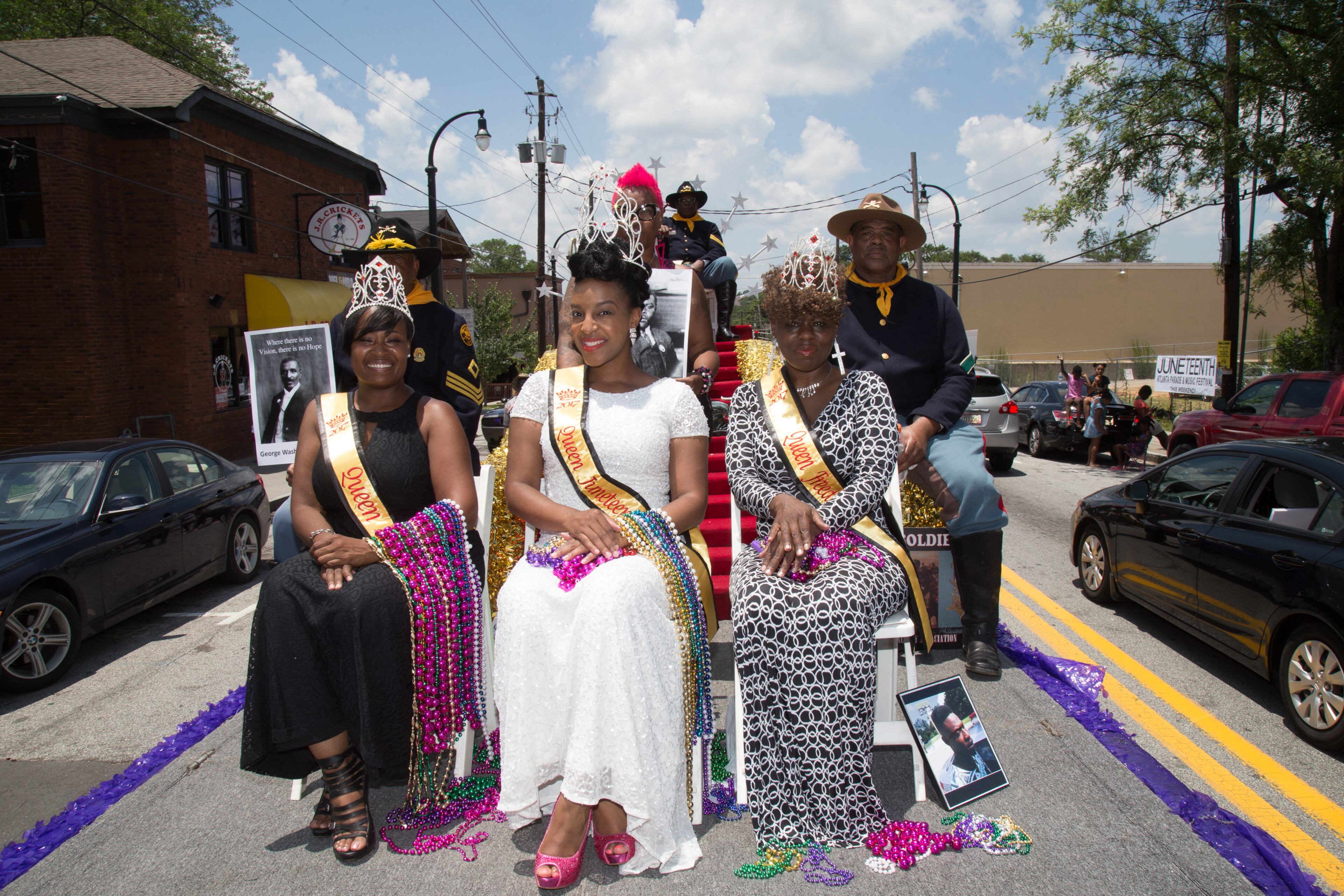 The Buffalo Soldiers 9th and 10th Horse Calvary Association float makes its way down Martin Luther King Jr. Drive during the Juneteenth Atlanta Parade Saturday, June 17, 2017. Juneteenth is a celebration commemorating the end of slavery in the United States. STEVE SCHAEFER / SPECIAL TO THE AJC