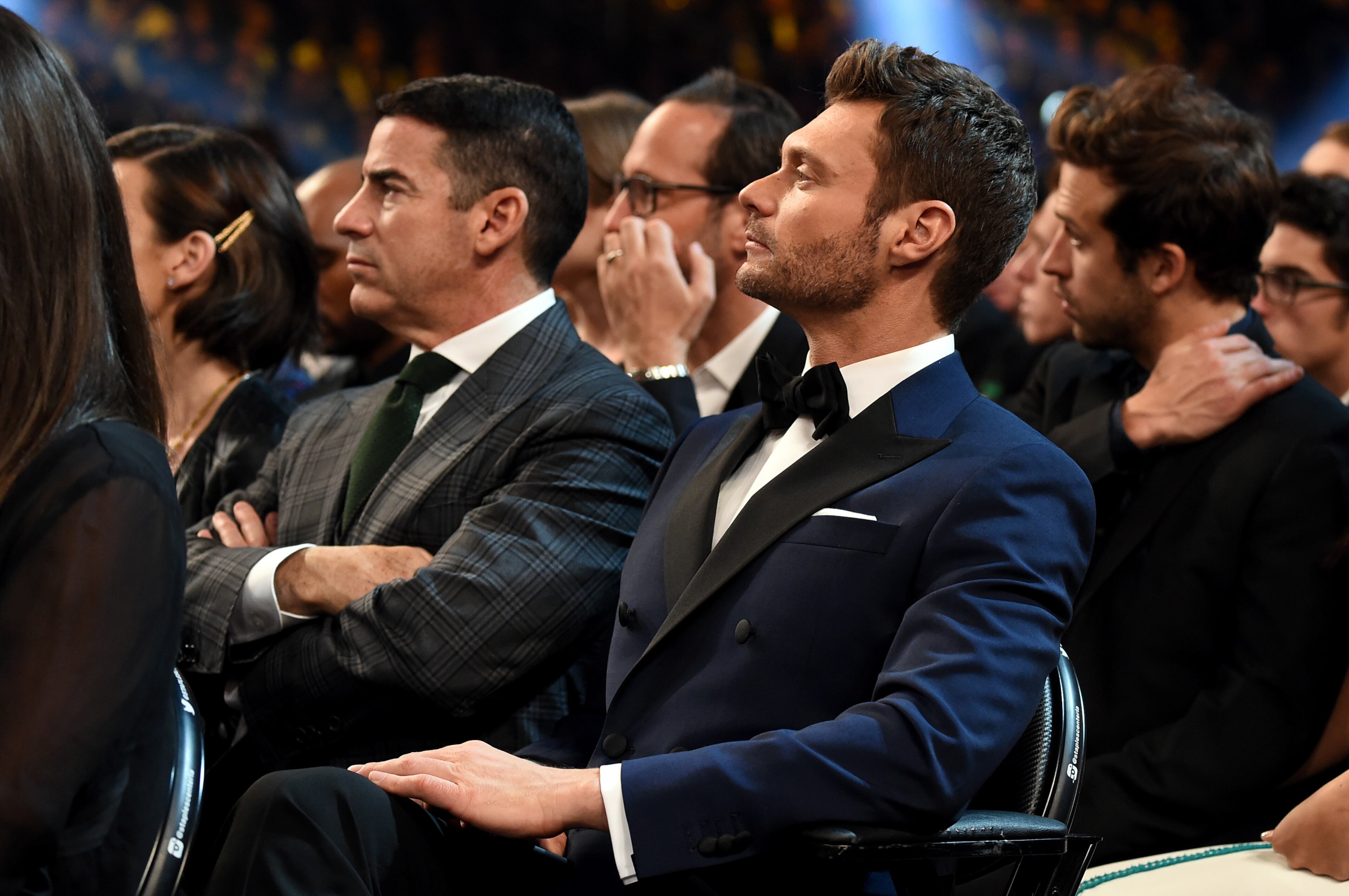 BLUE SUITS: TV/Radio Personality Ryan Seacrest attends The 57th Annual GRAMMY Awards at the STAPLES Center on February 8, 2015 in Los Angeles, California. (Photo by Larry Busacca/Getty Images for NARAS)