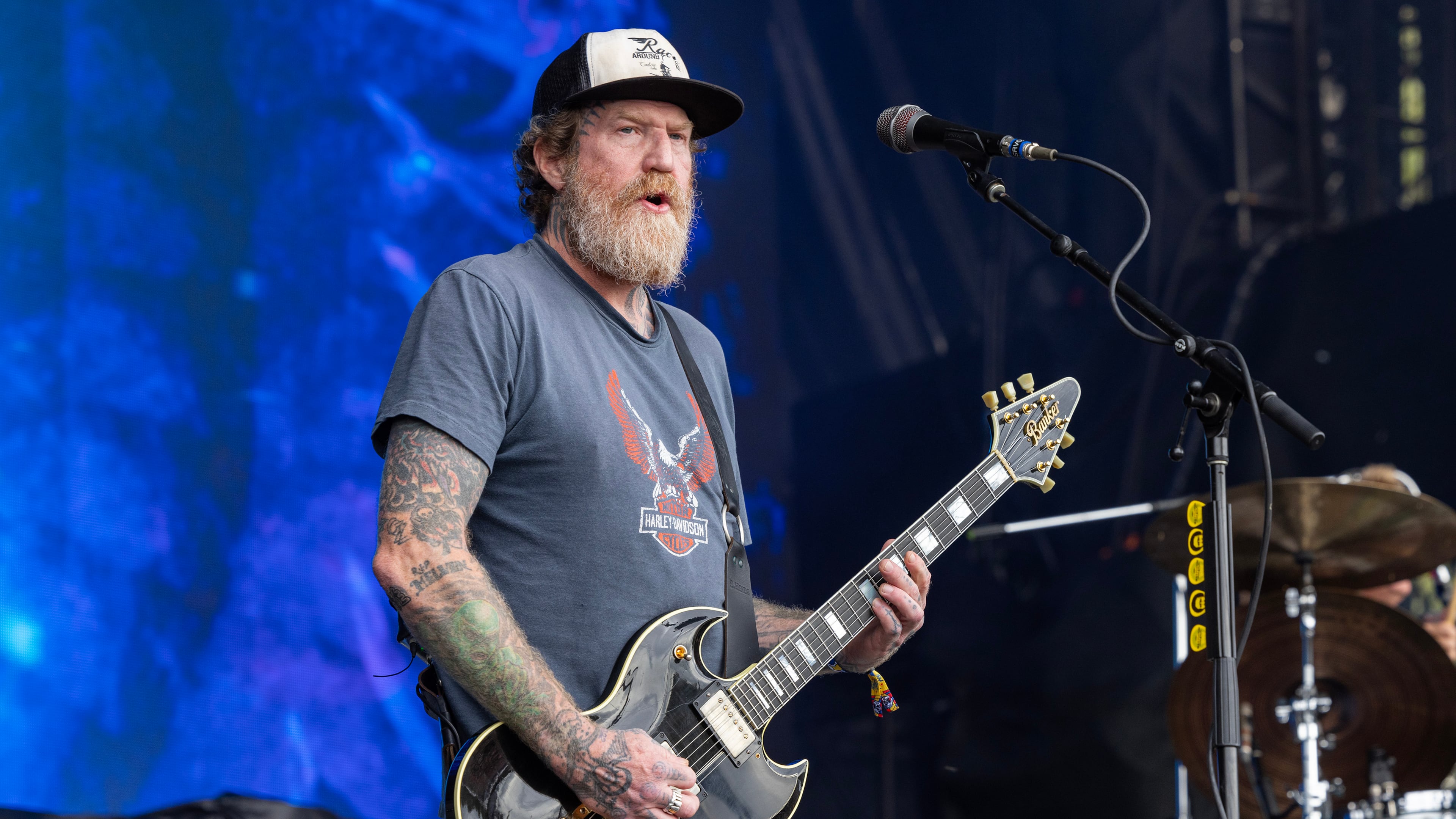 Brent Hinds of Mastodon performs at Riot Fest 2024 at Douglass Park on Sept. 22, 2024 in Chicago. Hinds died in a crash Wednesday. (Barry Brecheisen/Getty Images)