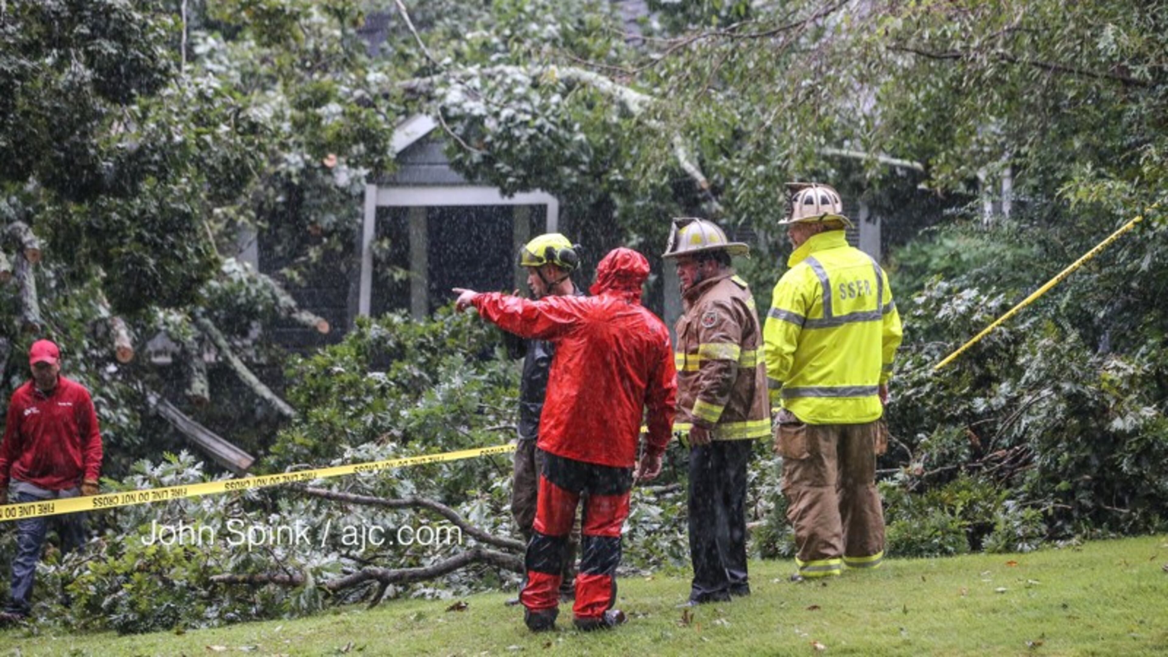 Emergency crews survey damage left behind by Tropical Storm Irma in September. Forsyth County officials said steady progress is being made removing debris from county right-of-way.