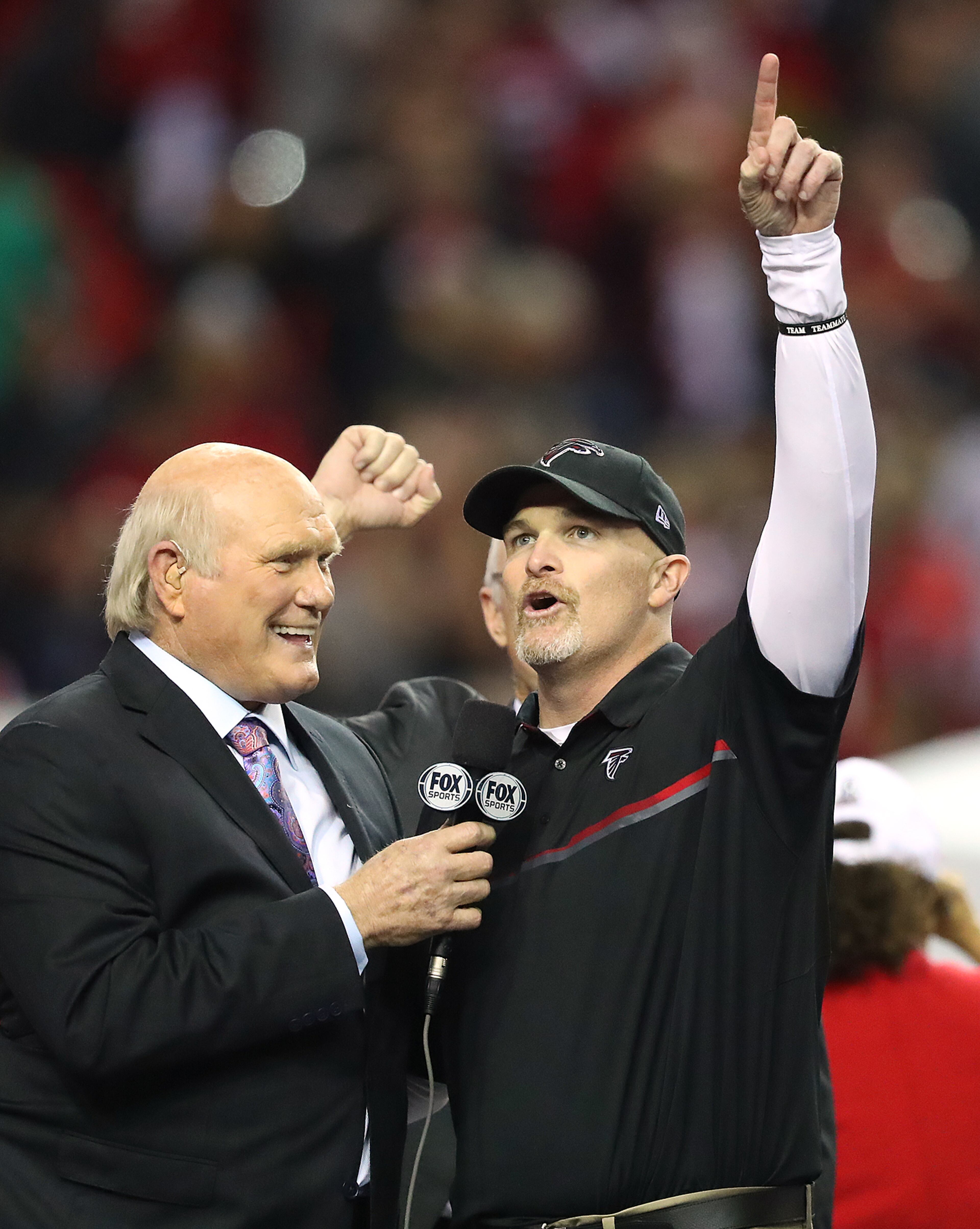 January 22, 2017, Atlanta: Falcons head coach Dan Quinn celebrates beating the Packers 44-21 in the NFL football NFC Championship game to advance to the Super Bowl on Sunday, Jan. 22, 2017, in Atlanta. Curtis Compton/ccompton@ajc.com